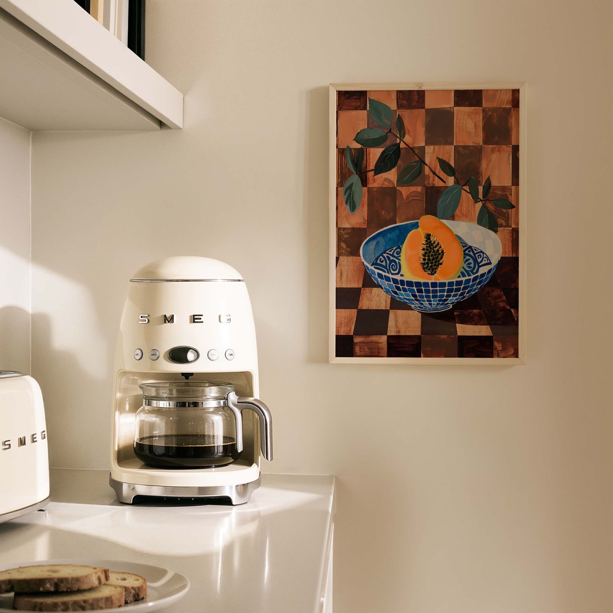 Papaya ve Seramik Kase Akdeniz Koleksiyonu Mutfak Duvar Tablosu