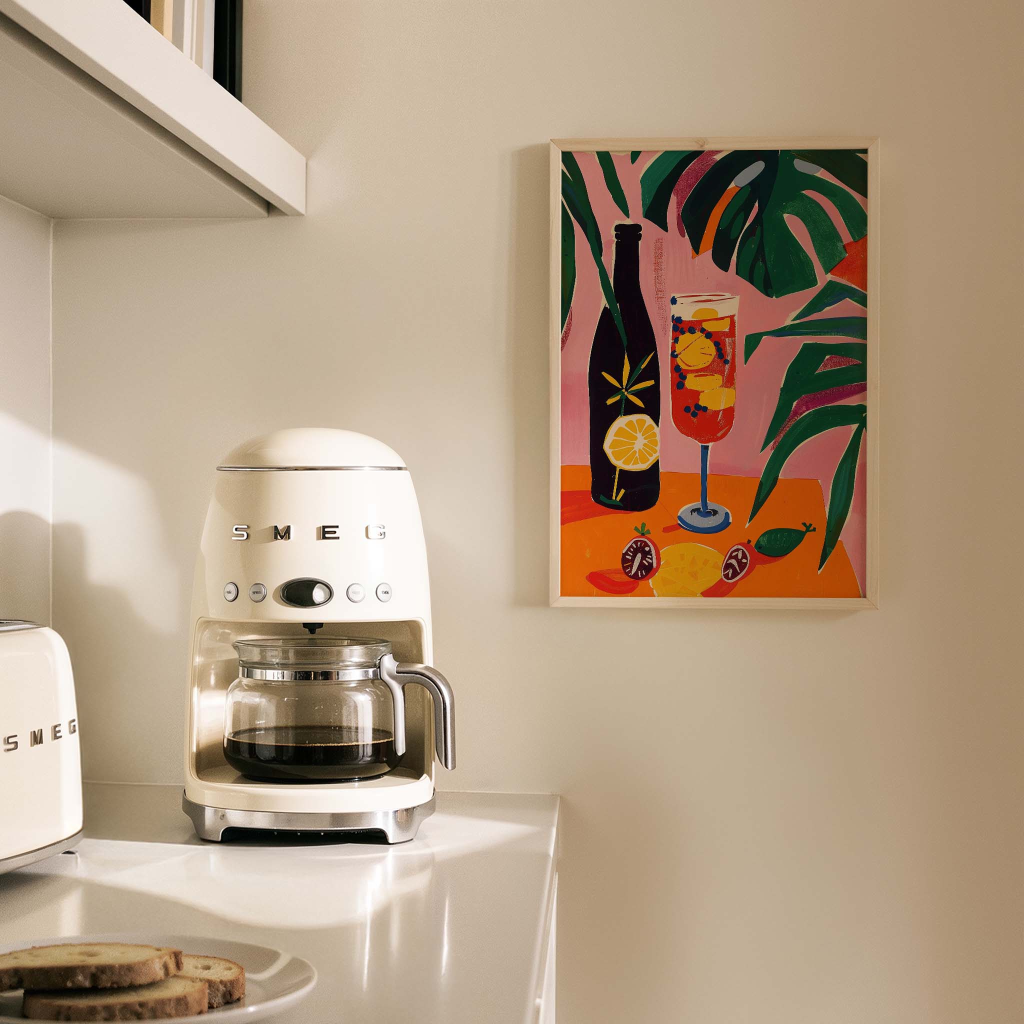 Egzotik Tropikal Kokteyl Monstera Mutfak Duvar Tablosu