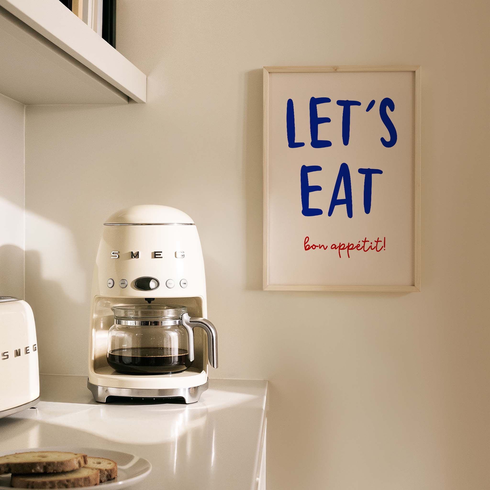 Let’s Eat Bon Appétit Tipografi Mutfak Duvar Tablosu