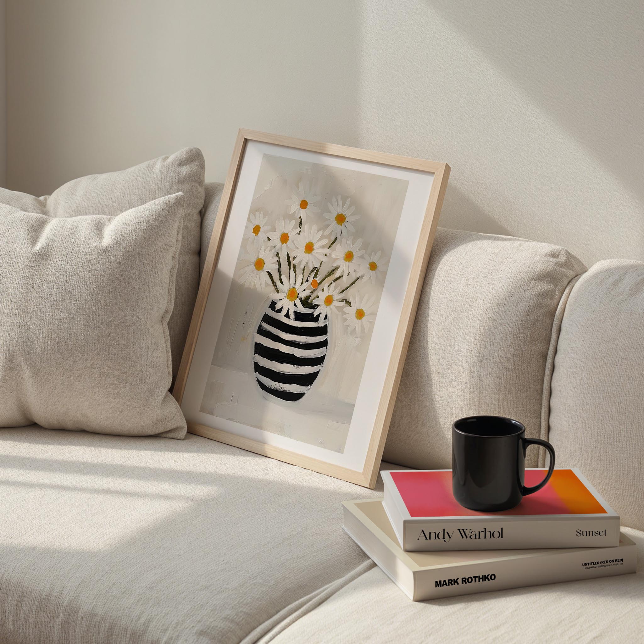 Vazo ve Çiçekler IV - Papatyalar Çizgili