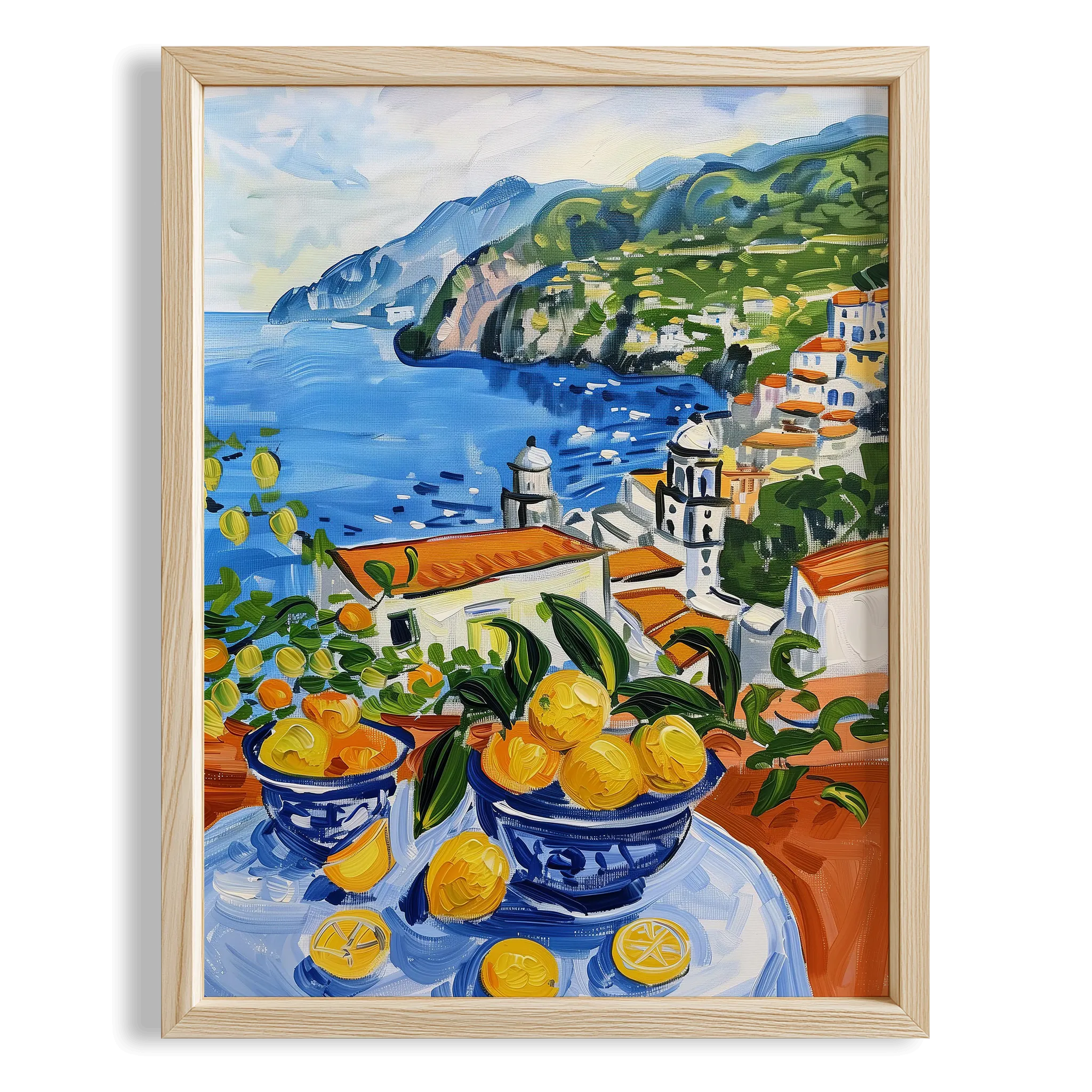 Amalfi Deniz Manzarası Limoncello İtalya Koleksiyonu Mutfak Duvar Tablosu