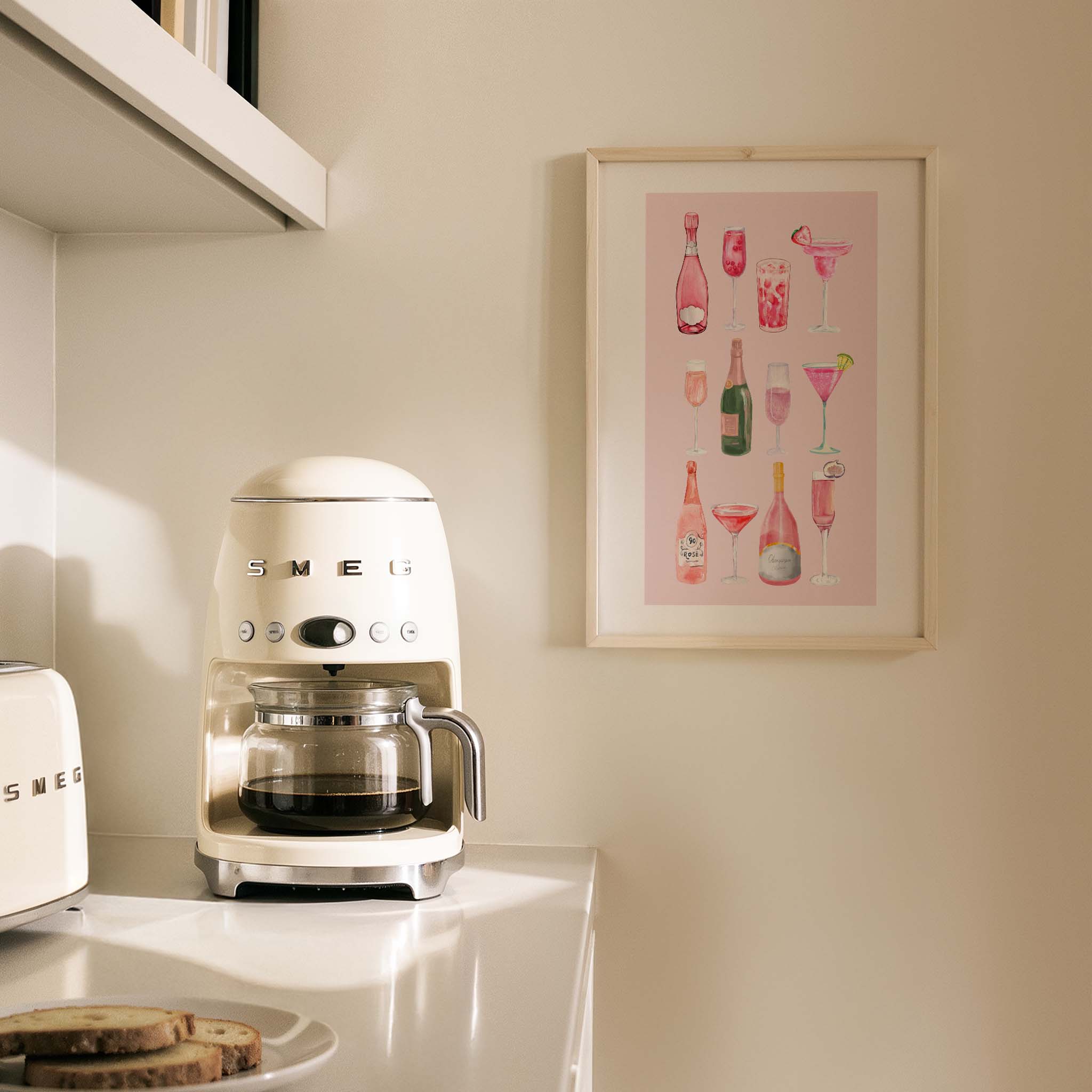 Şampanya Şişeleri Kokteyller Mutfak Duvar Tablosu