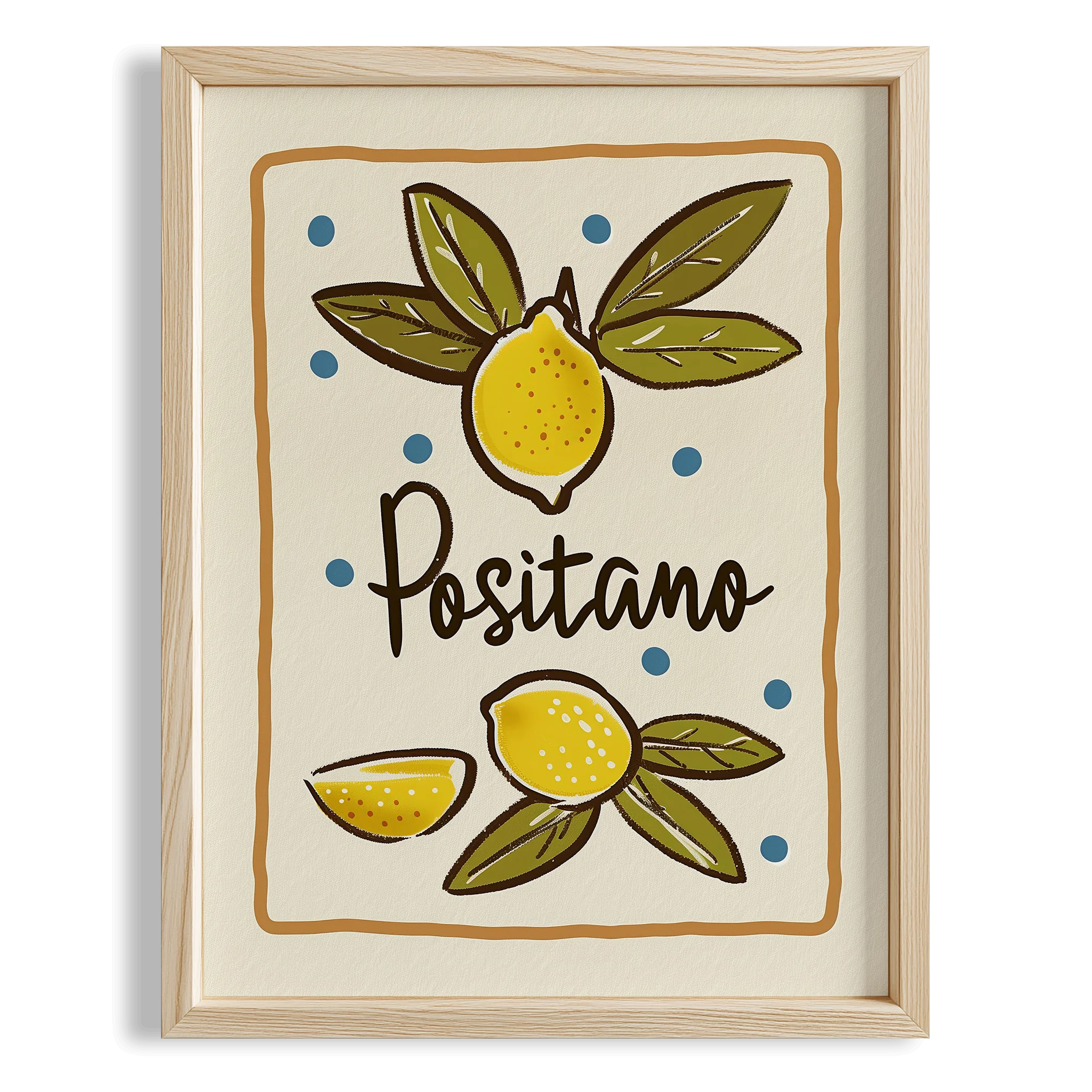 Amalfi & Positano Limonlar İtalyanca Tipografi Mutfak Duvar Tablosu III