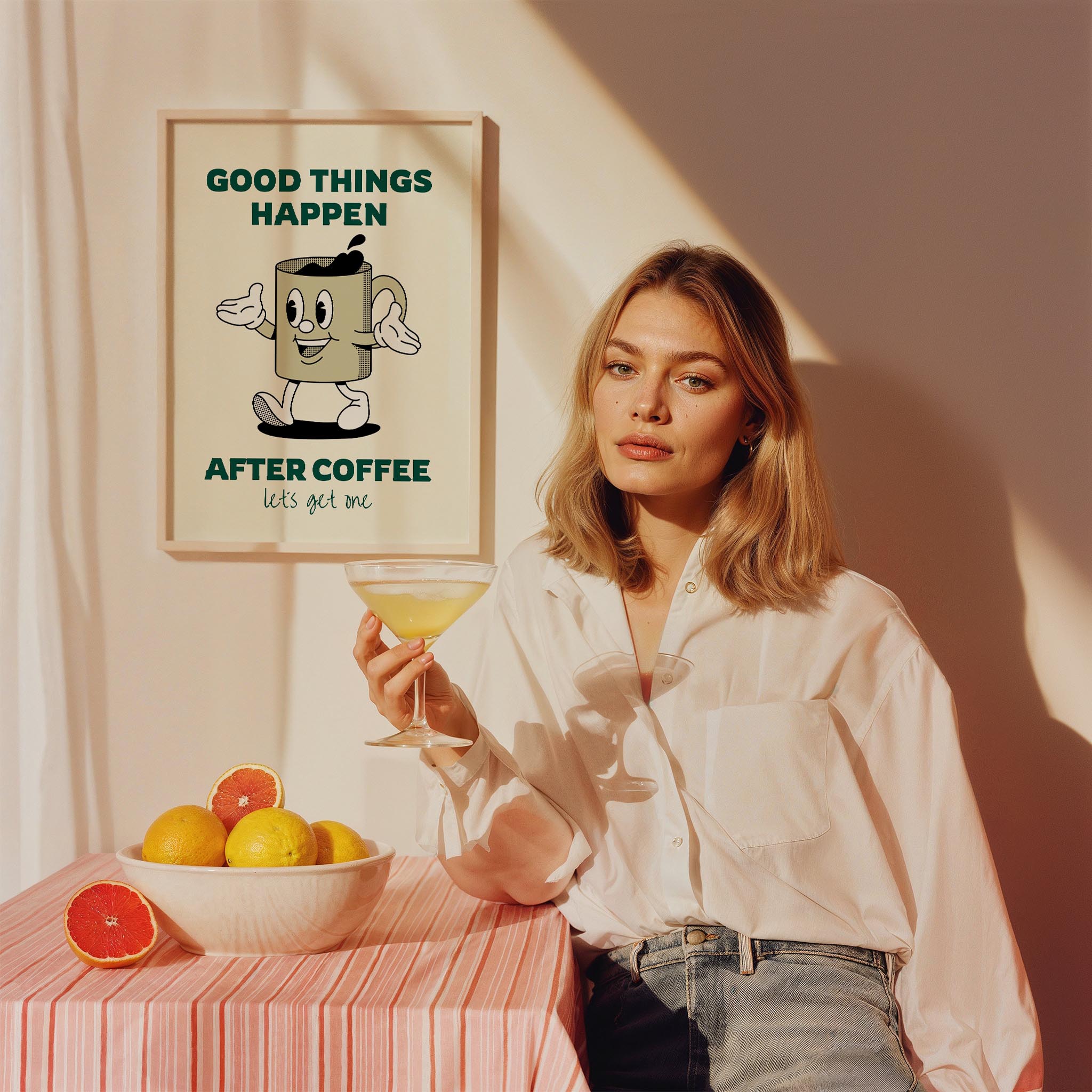 Good Things Happen After Coffee Tipografi Mutfak Duvar Tablosu