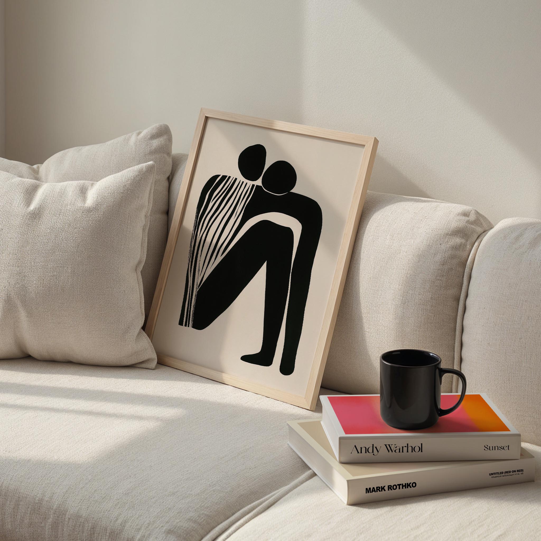 İki Ruh Tek Form - Siyah Beyaz Figüratif