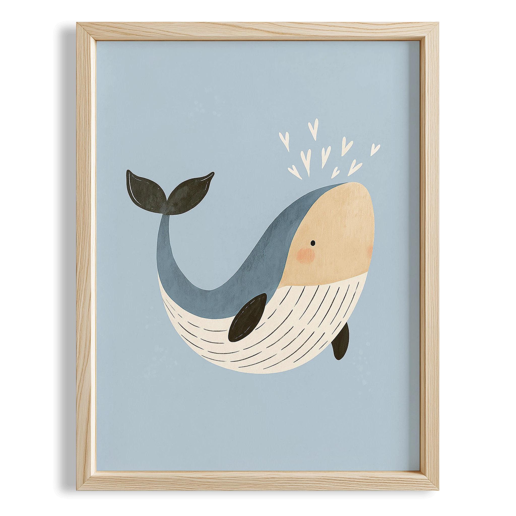 Sevimli Balina Deniz Temalı Erkek Çocuk Odası Ahşap Tablo