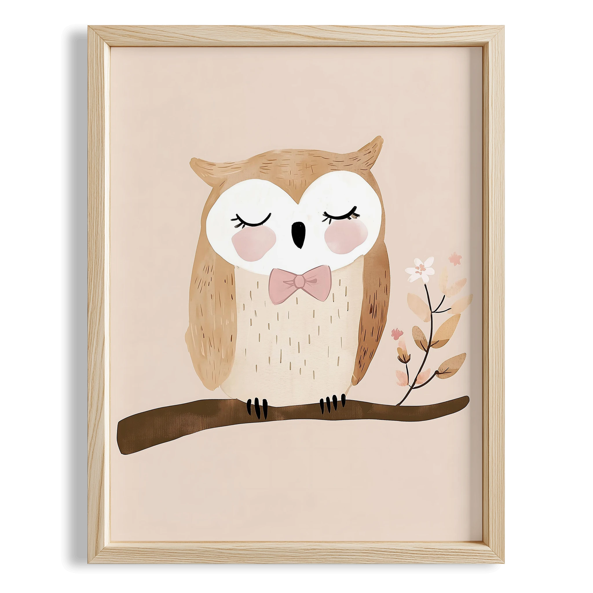 Sevimli Baykuş Bohem Kız Çocuk Odası Ahşap Tablo I