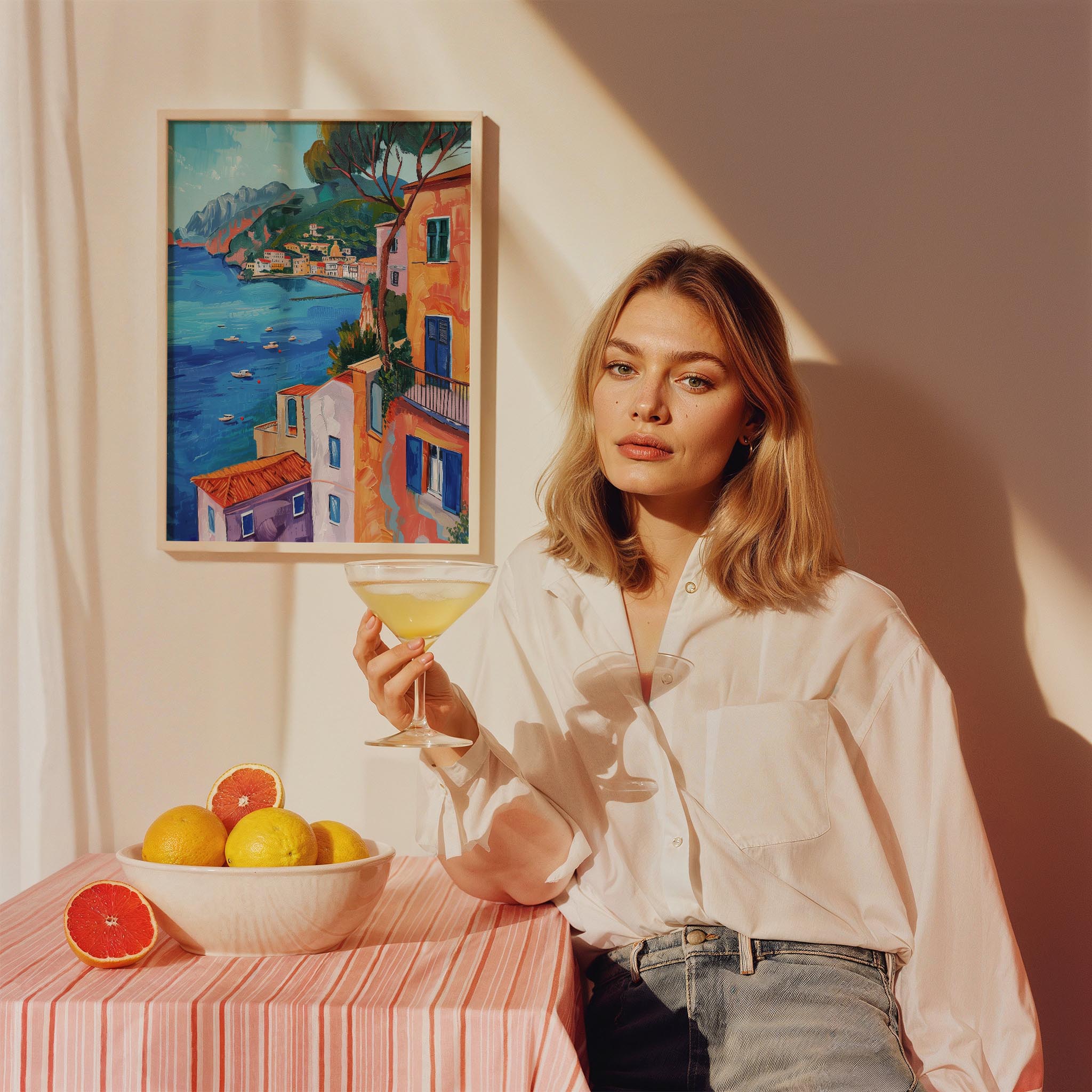 Amalfi Sahili Akdeniz İtalya Koleksiyonu Mutfak Duvar Tablosu