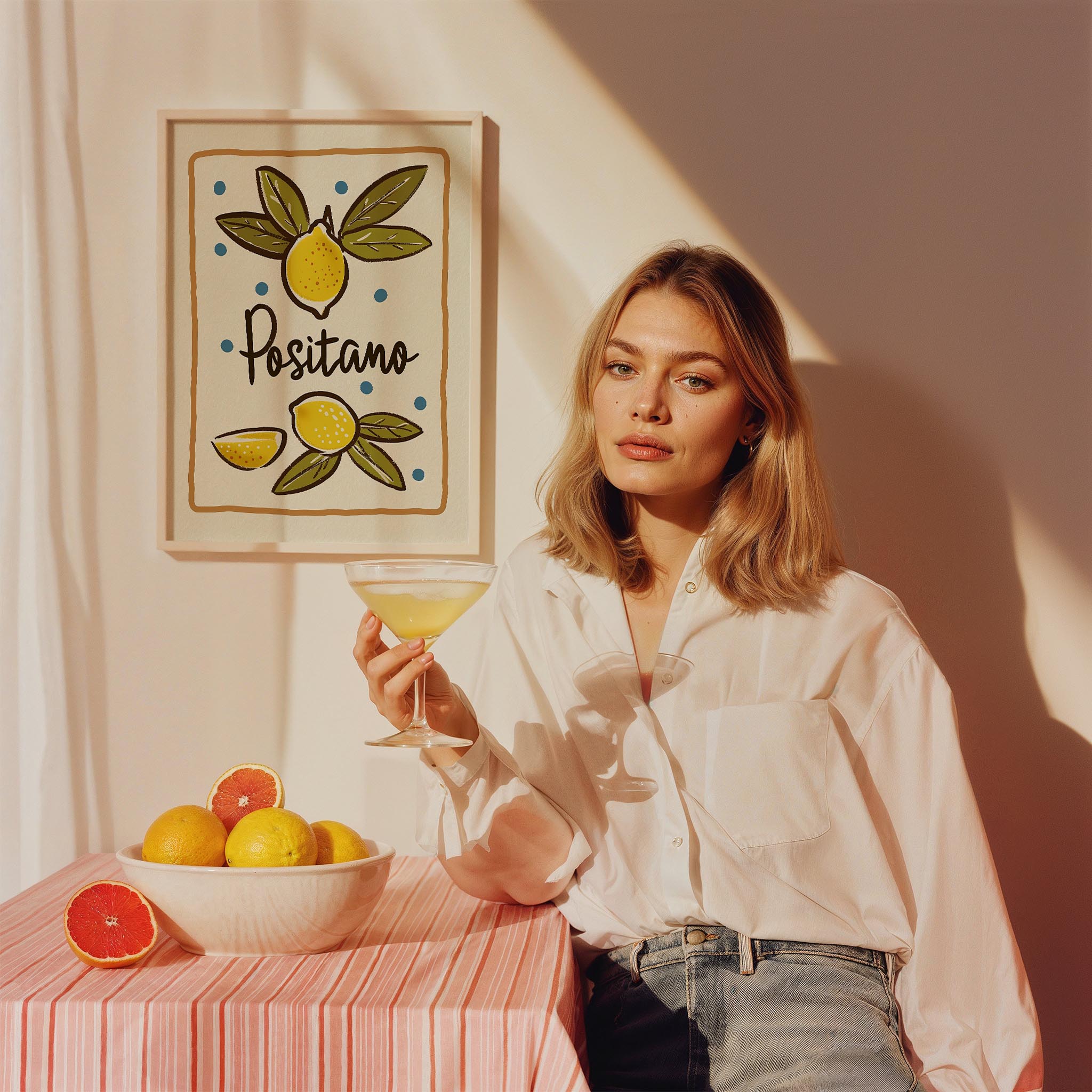 Amalfi & Positano Limonlar İtalyanca Tipografi Mutfak Duvar Tablosu III