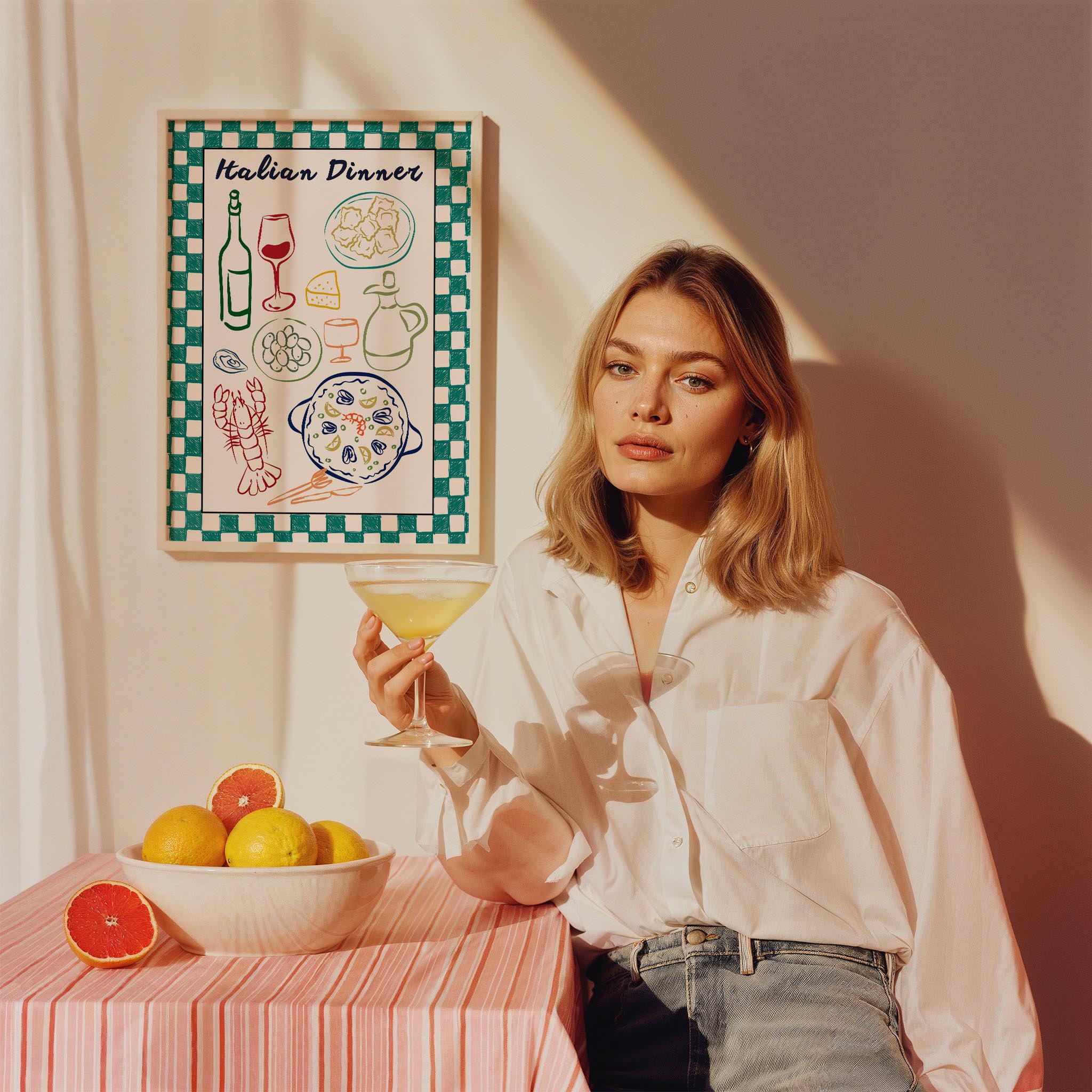 Italian Dinner Akdeniz İtalya Koleksiyonu Mutfak Duvar Tablosu