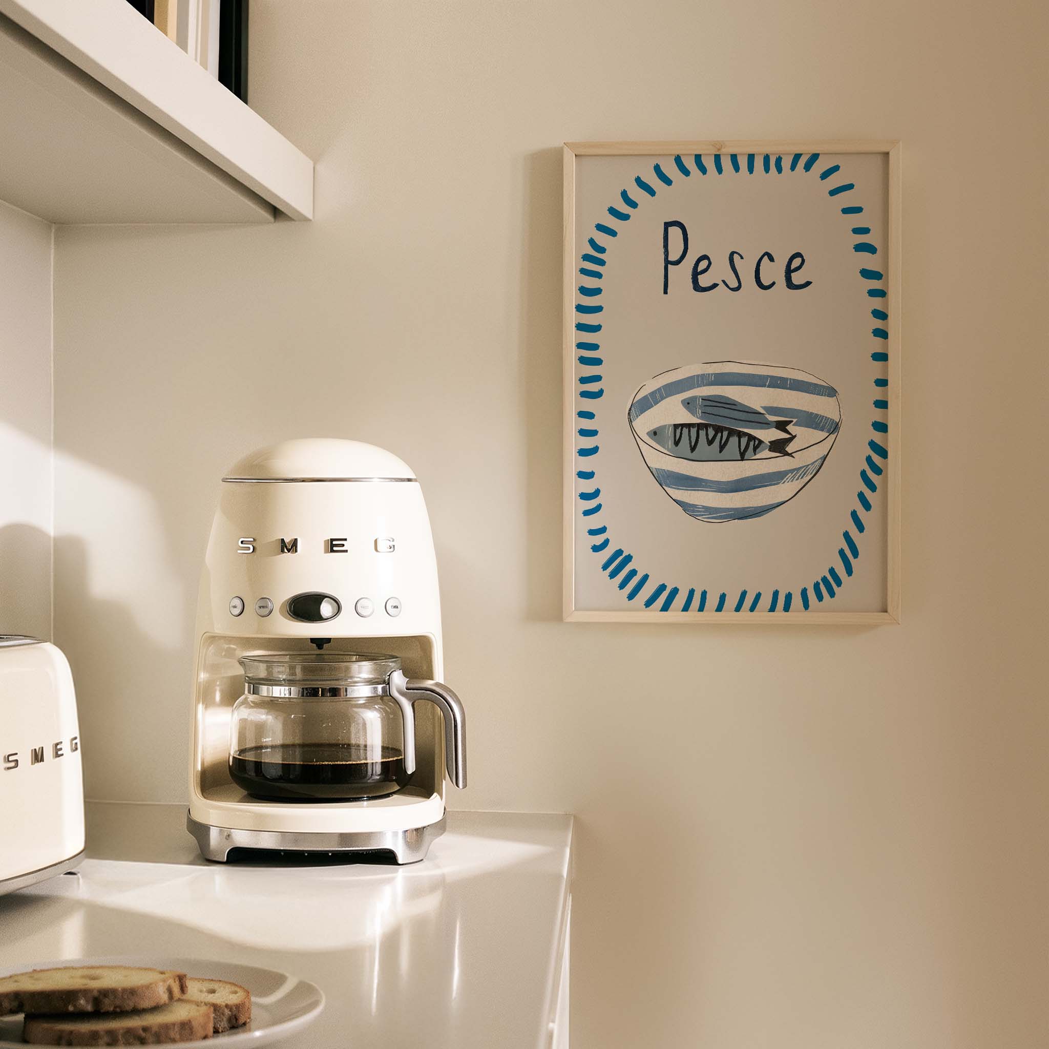 Pesce İtalyanca Tipografi Mutfak Duvar Tablosu