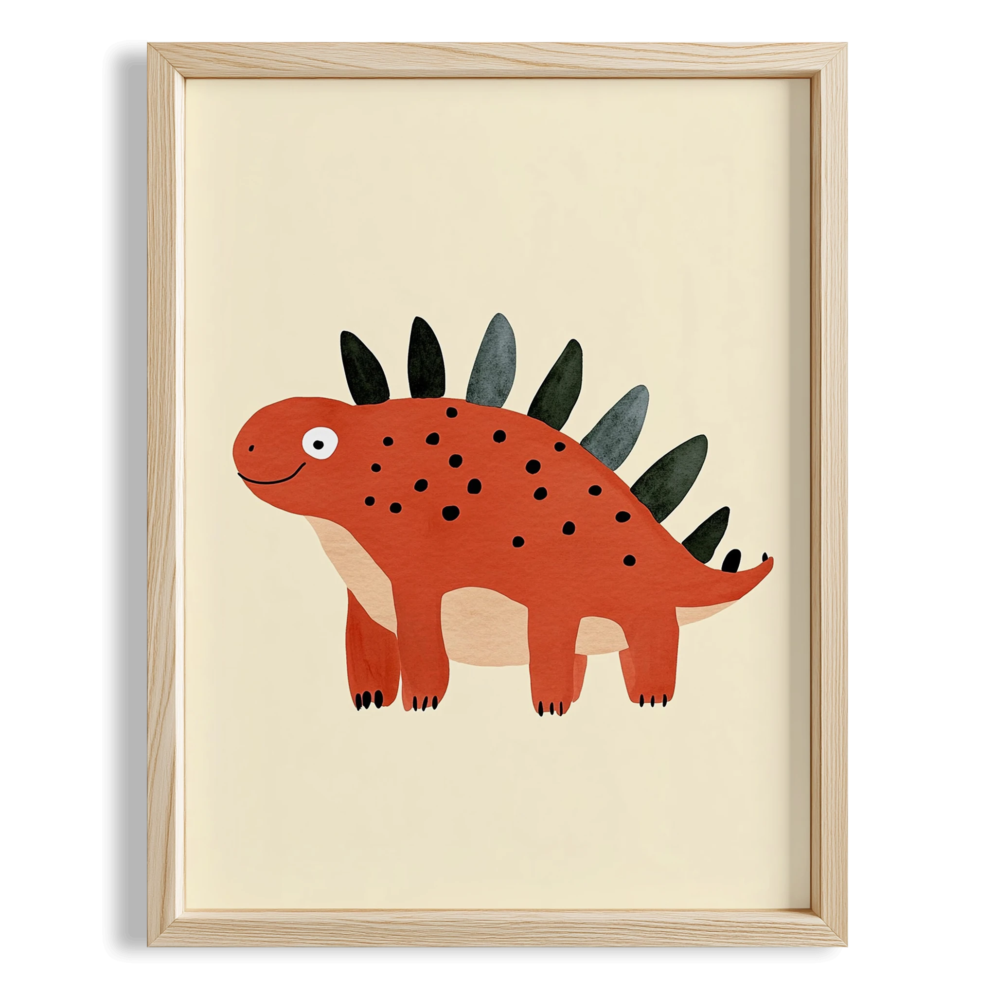 Sevimli Dinozor Temalı Krem Fonlu Çocuk Odası Ahşap Tablo