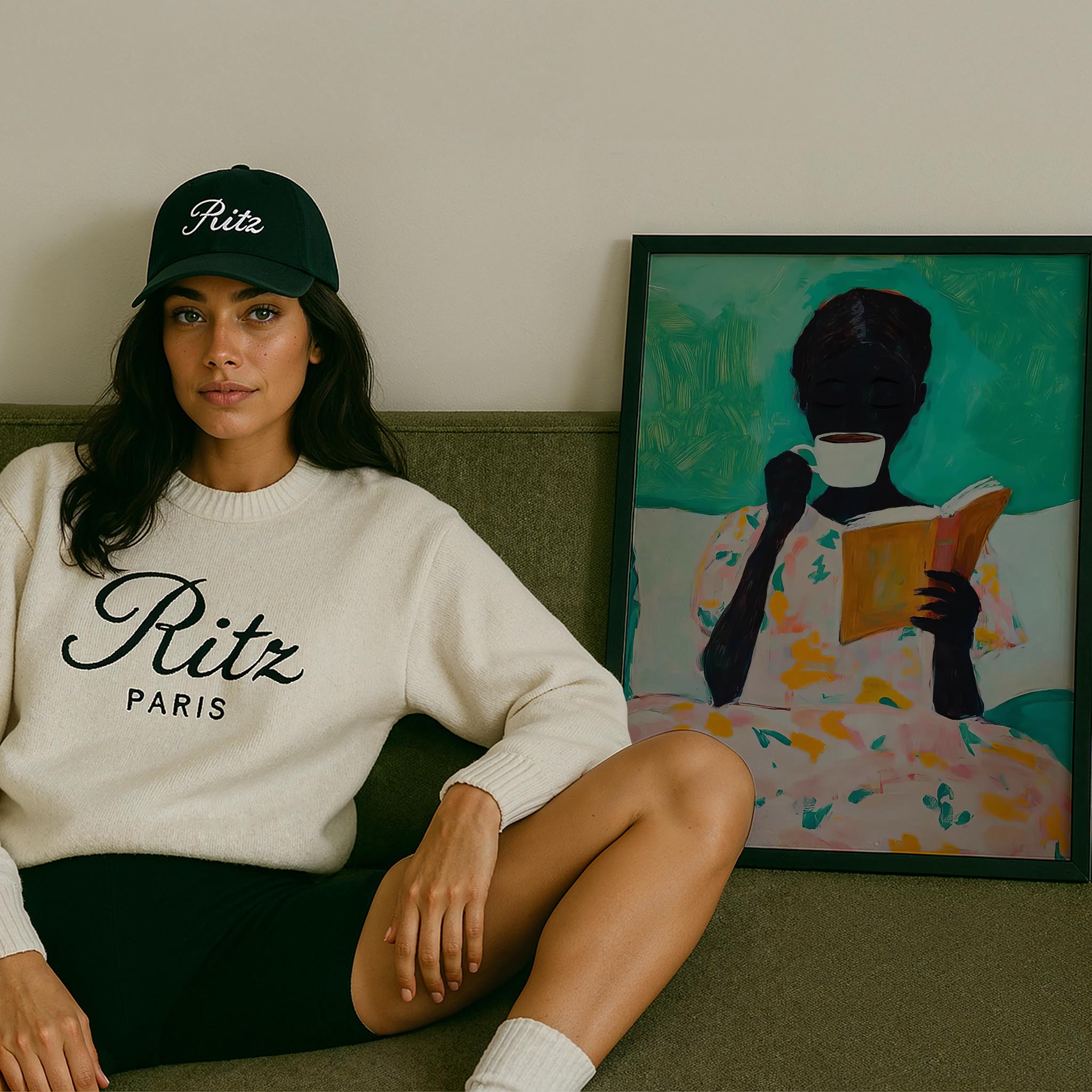 Pijamalı Kaykaycı Kedi - Beyaz Fon