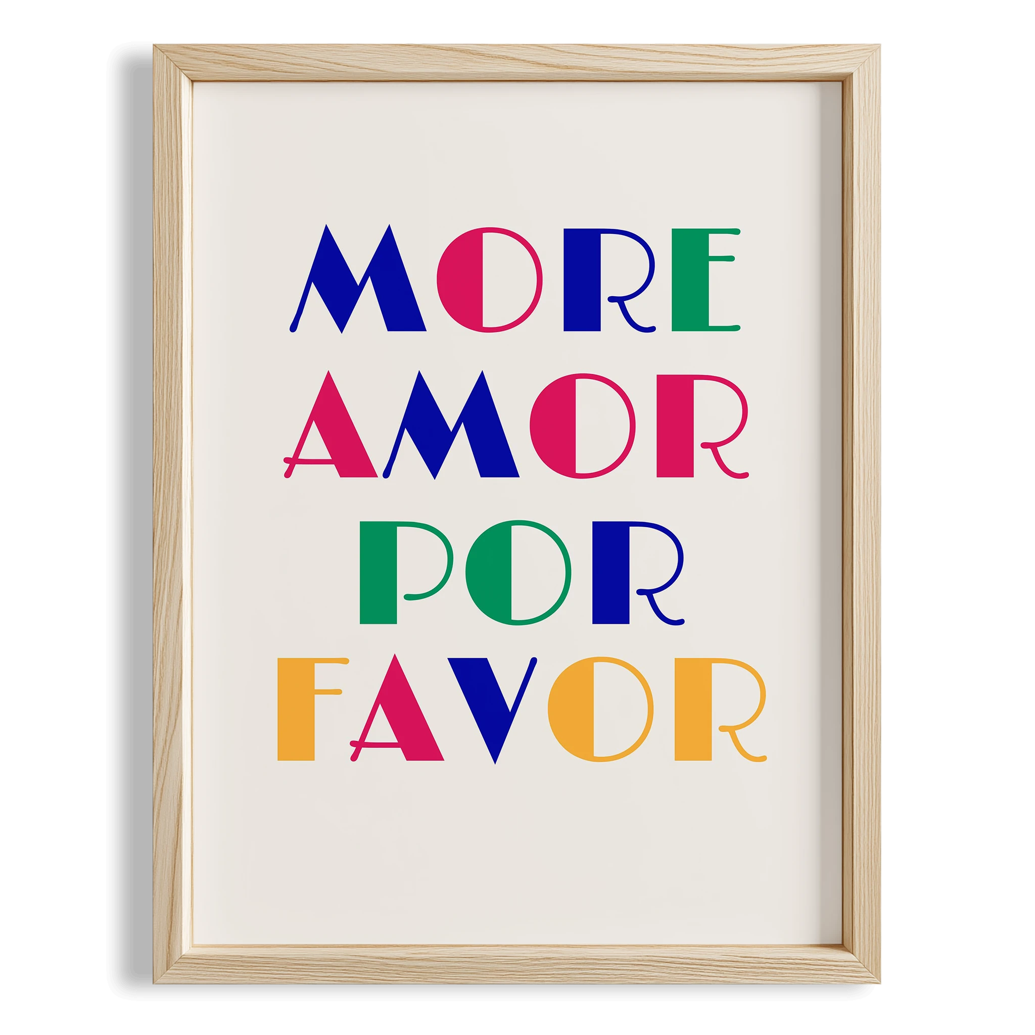 More Amor Por Favor Renkli Tipografi Mutfak Duvar Tablosu
