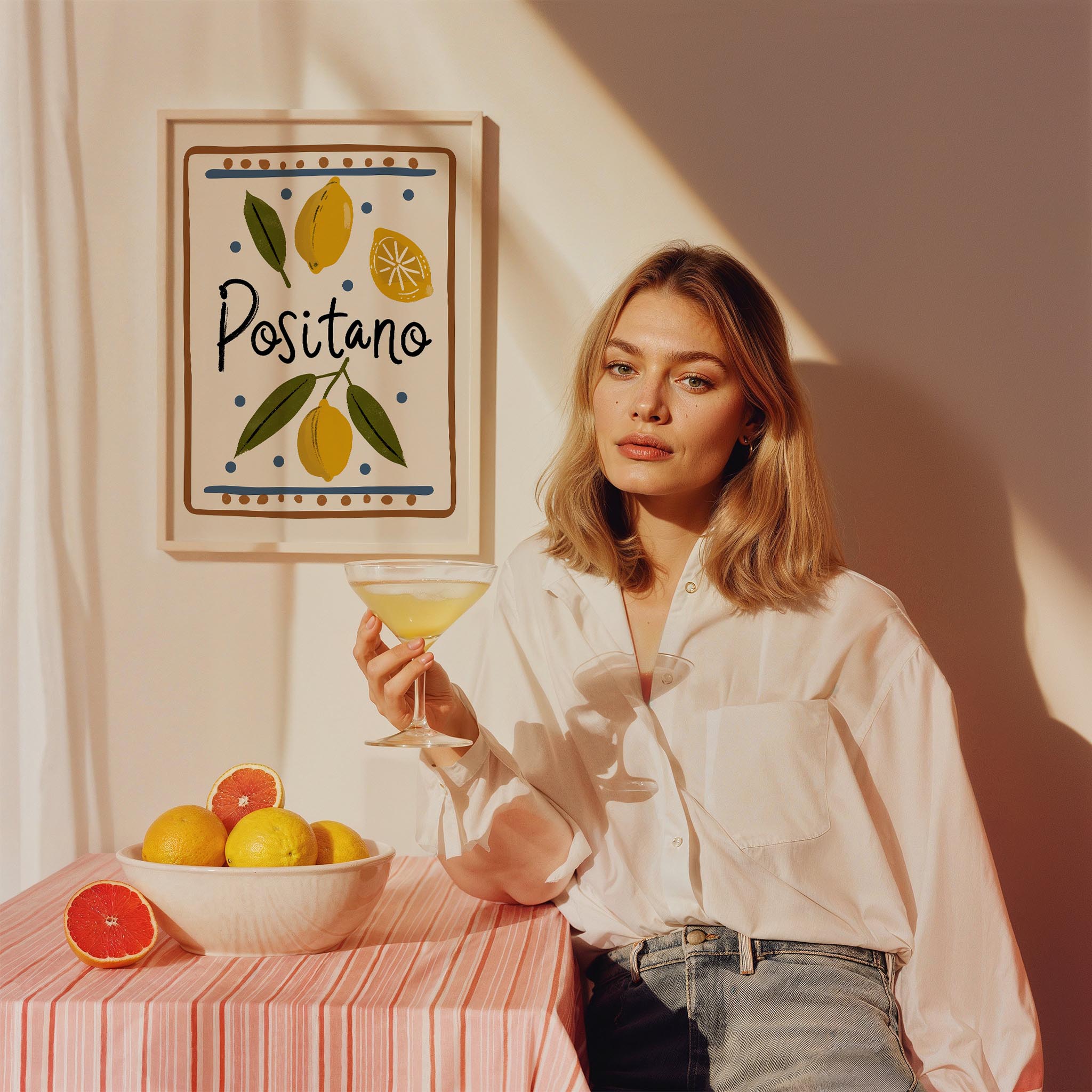 Amalfi & Positano Limonlar İtalyanca Tipografi Mutfak Duvar Tablosu