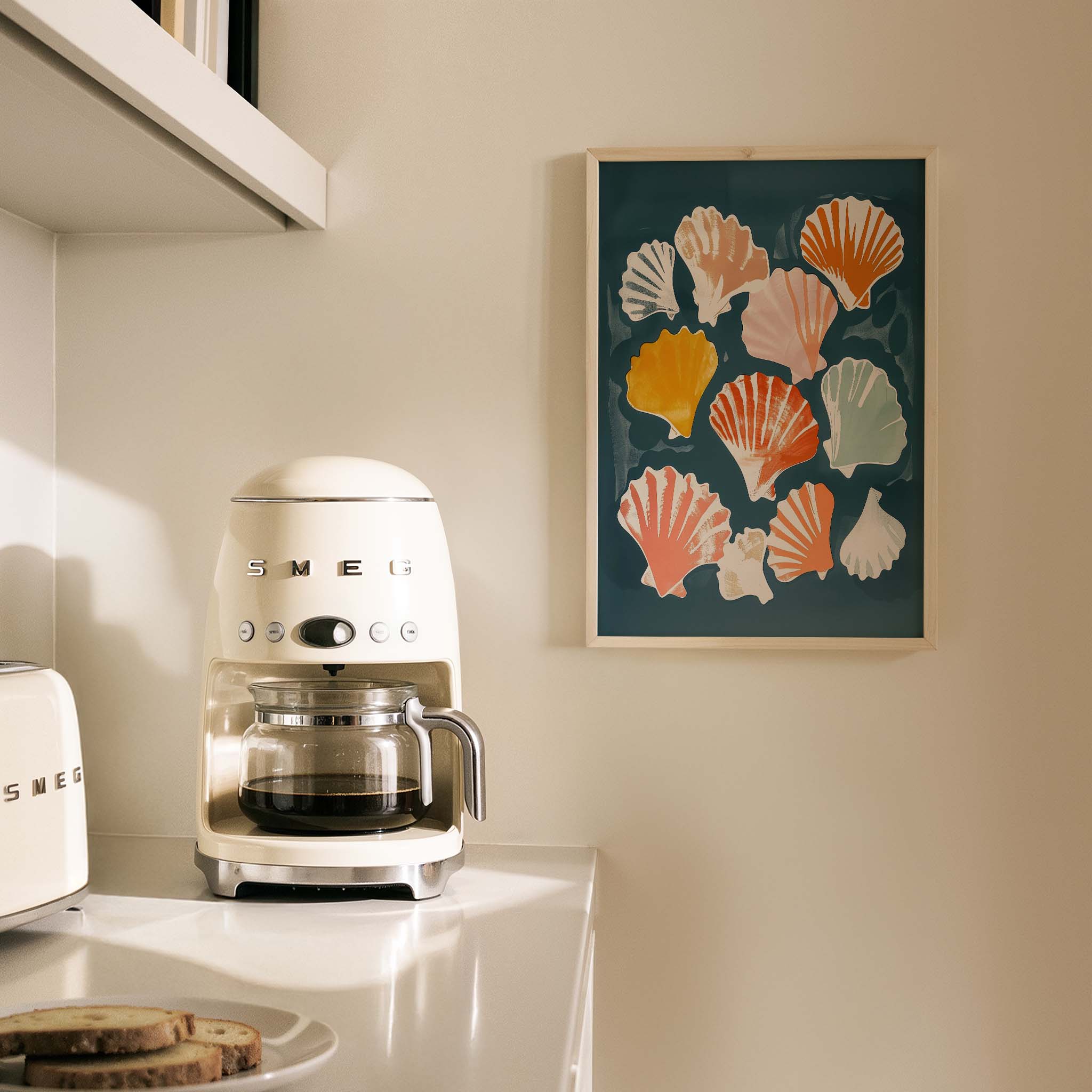 Renkli Deniz Kabukları Coastal Stili - Duvar Tablosu