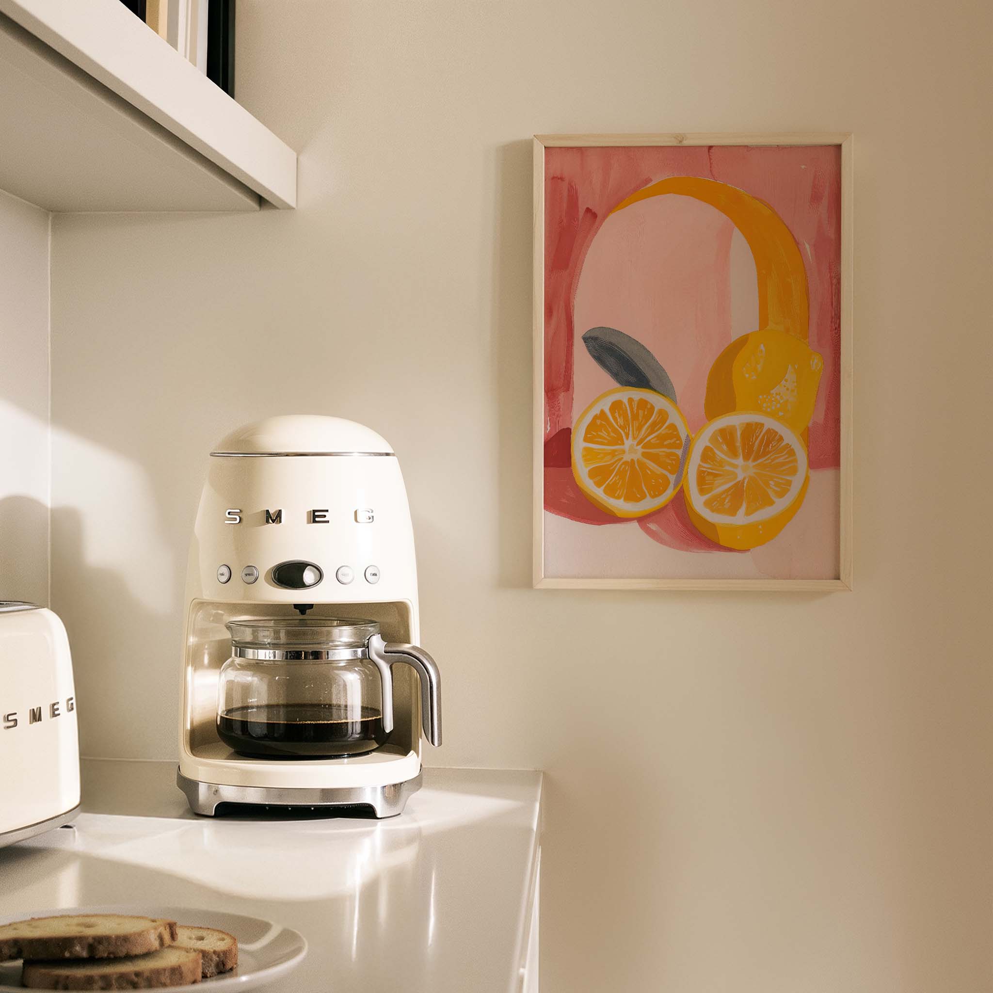 Limonlar Pembe Arka Plan Akdeniz İtalya Koleksiyonu Mutfak Duvar Tablosu