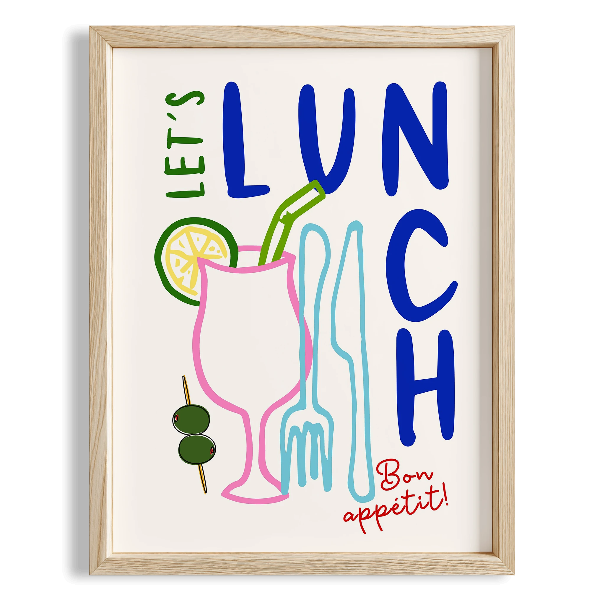 Let’s Lunch Tipografi Mutfak Duvar Tablosu