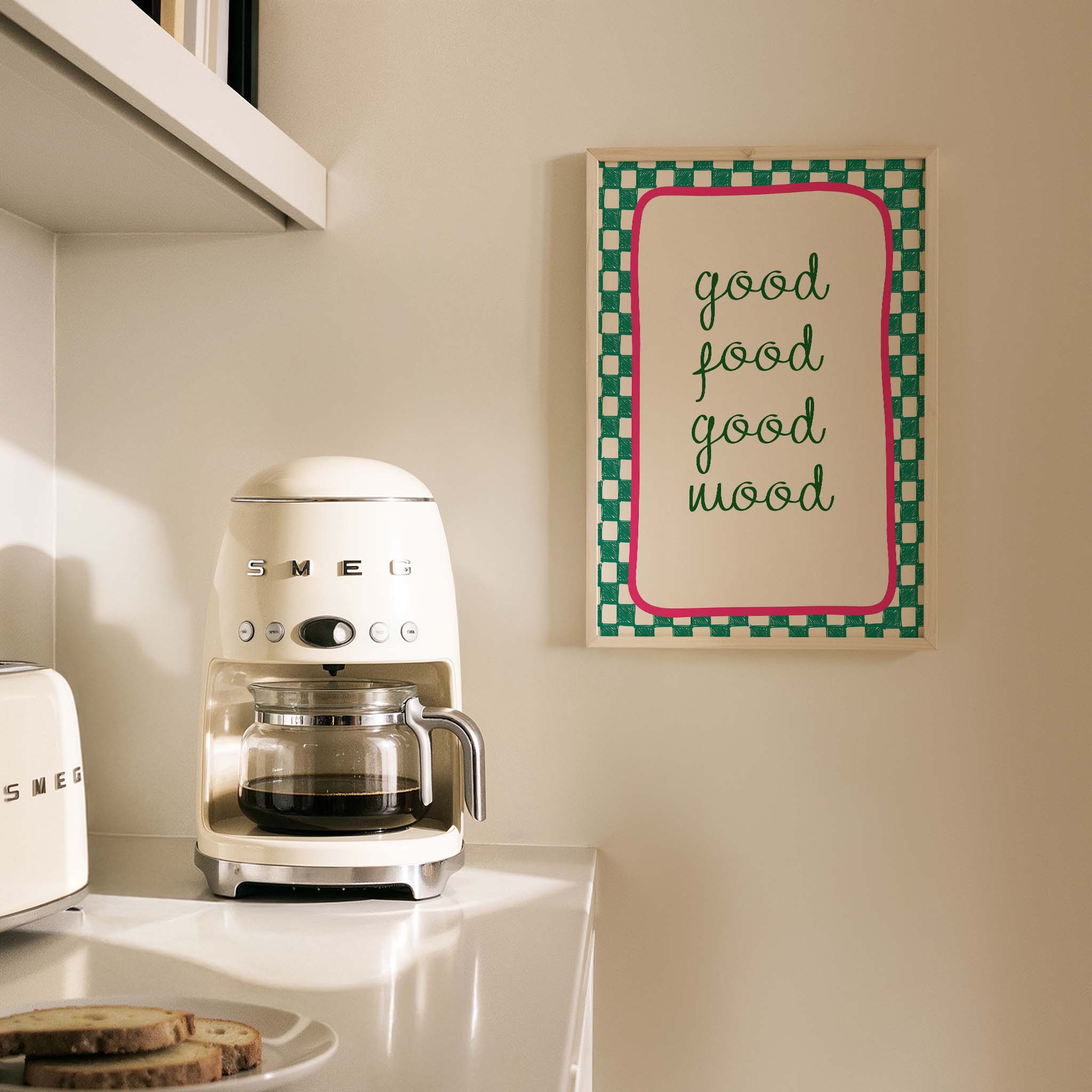 Good Food Good Mood Tipografi Mutfak Duvar Tablosu