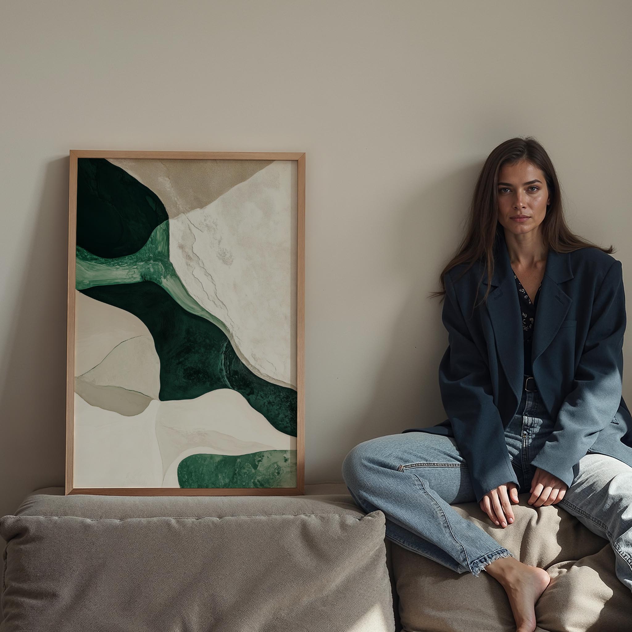 Japandi Yeşil Beyaz Şekiller