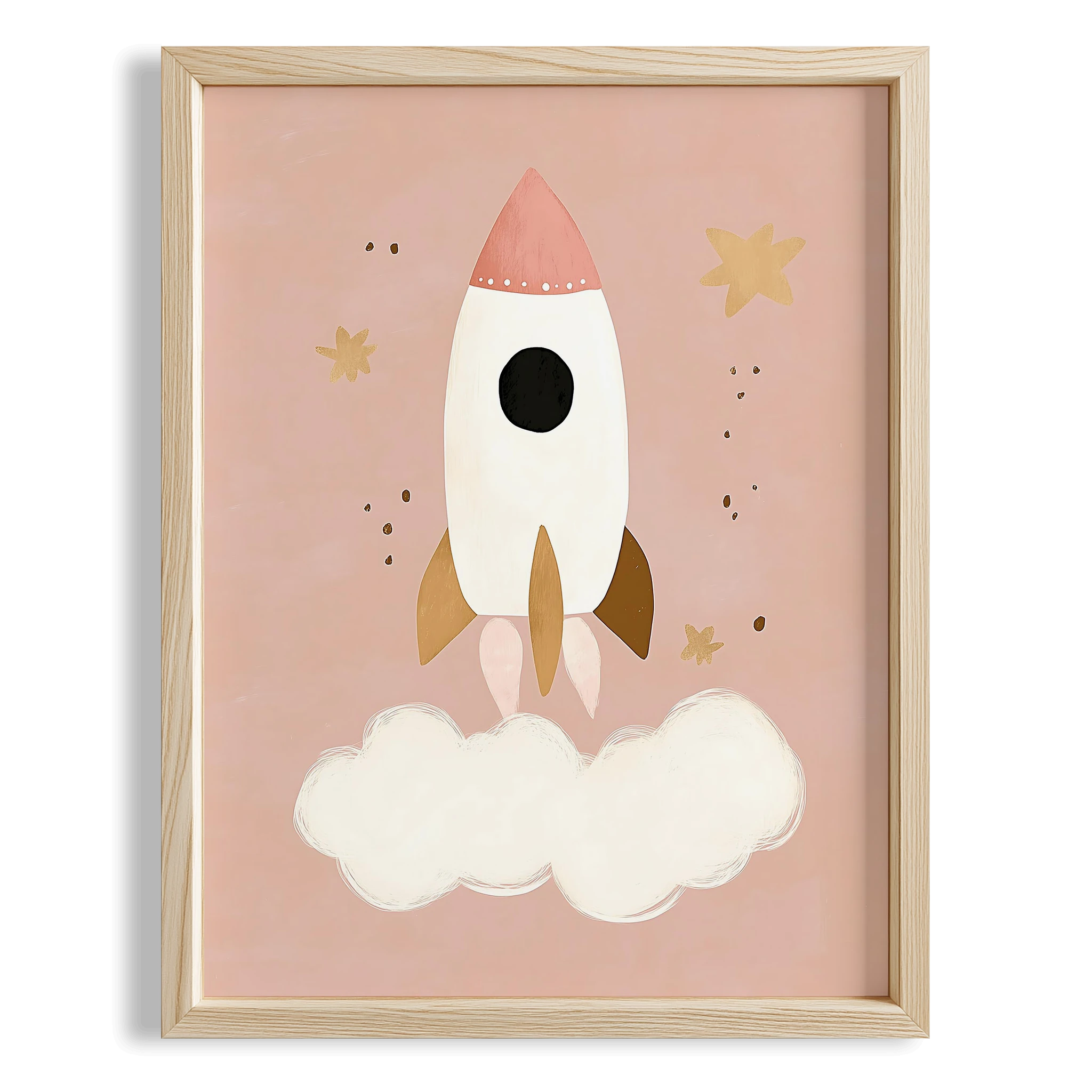 Bohem Roket Uzay Temalı Kız Çocuk Odası Ahşap Tablo