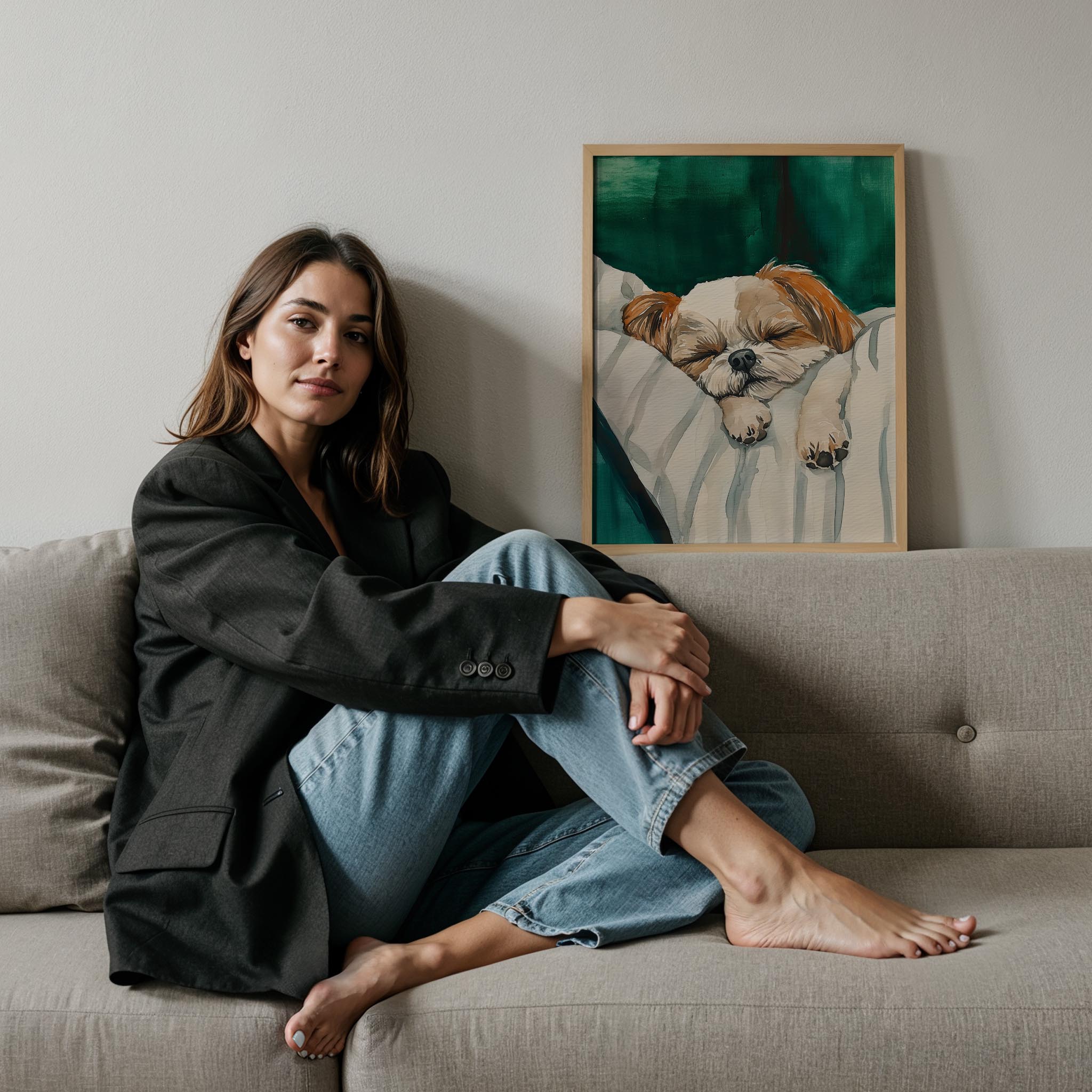 Köpek Portre XIV - Shih Tzu Zümrüt