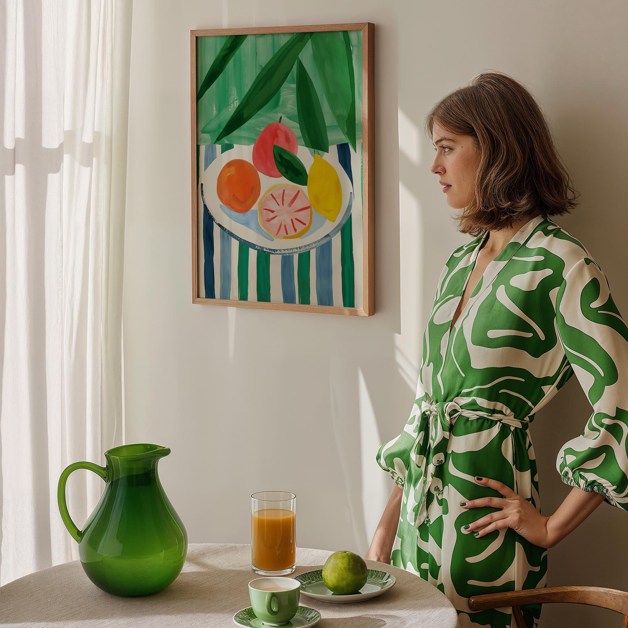 Terakota Çizgili Figür II - Kahve