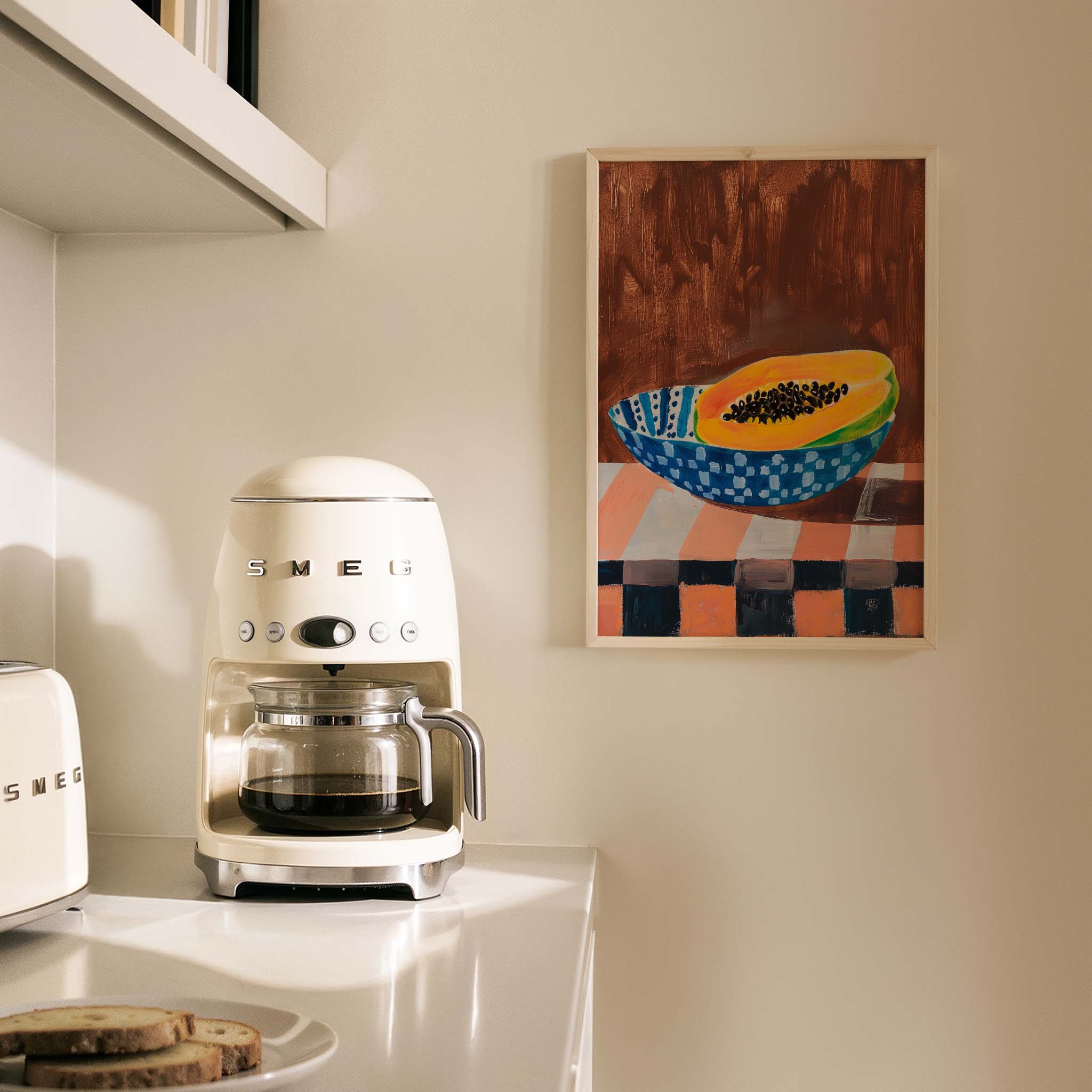 Papaya ve Seramik Kase Akdeniz Koleksiyonu Mutfak Duvar Tablosu III