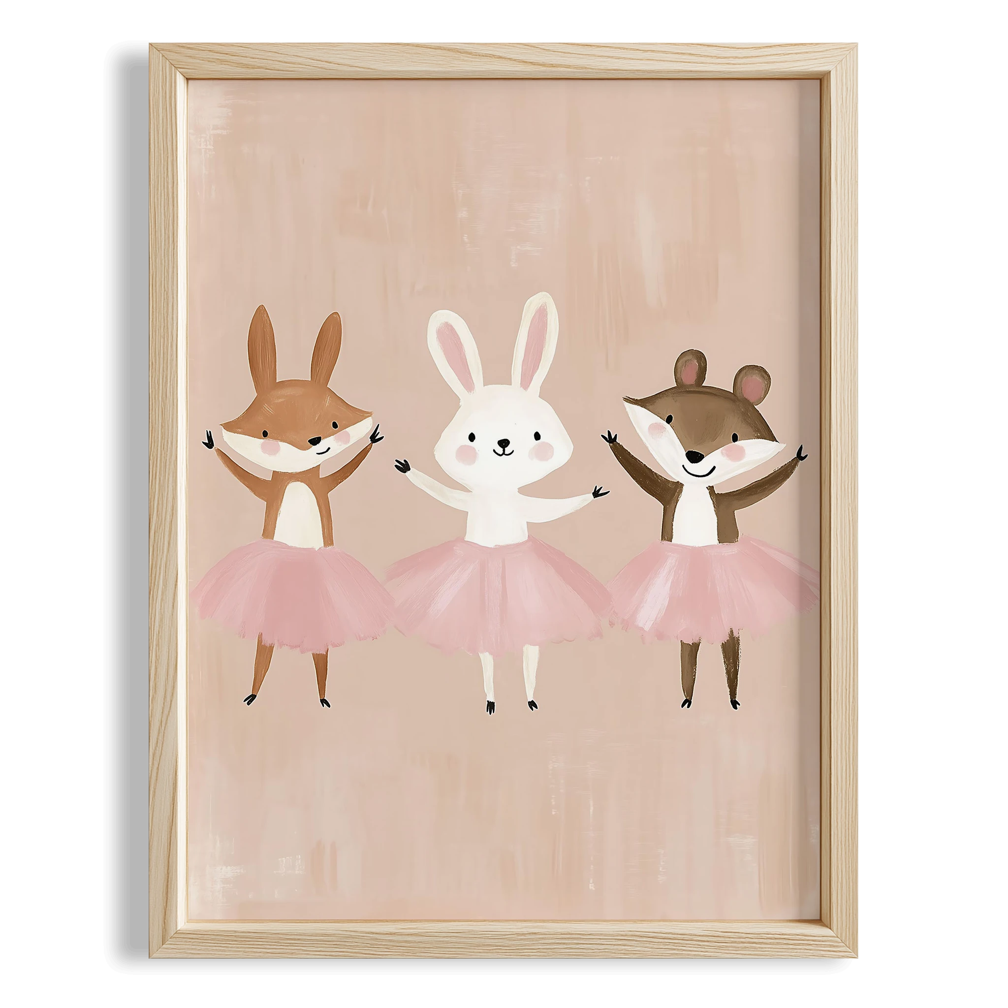 Bohem Balerin Orman Dostları Kız Çocuk Odası Ahşap Tablo