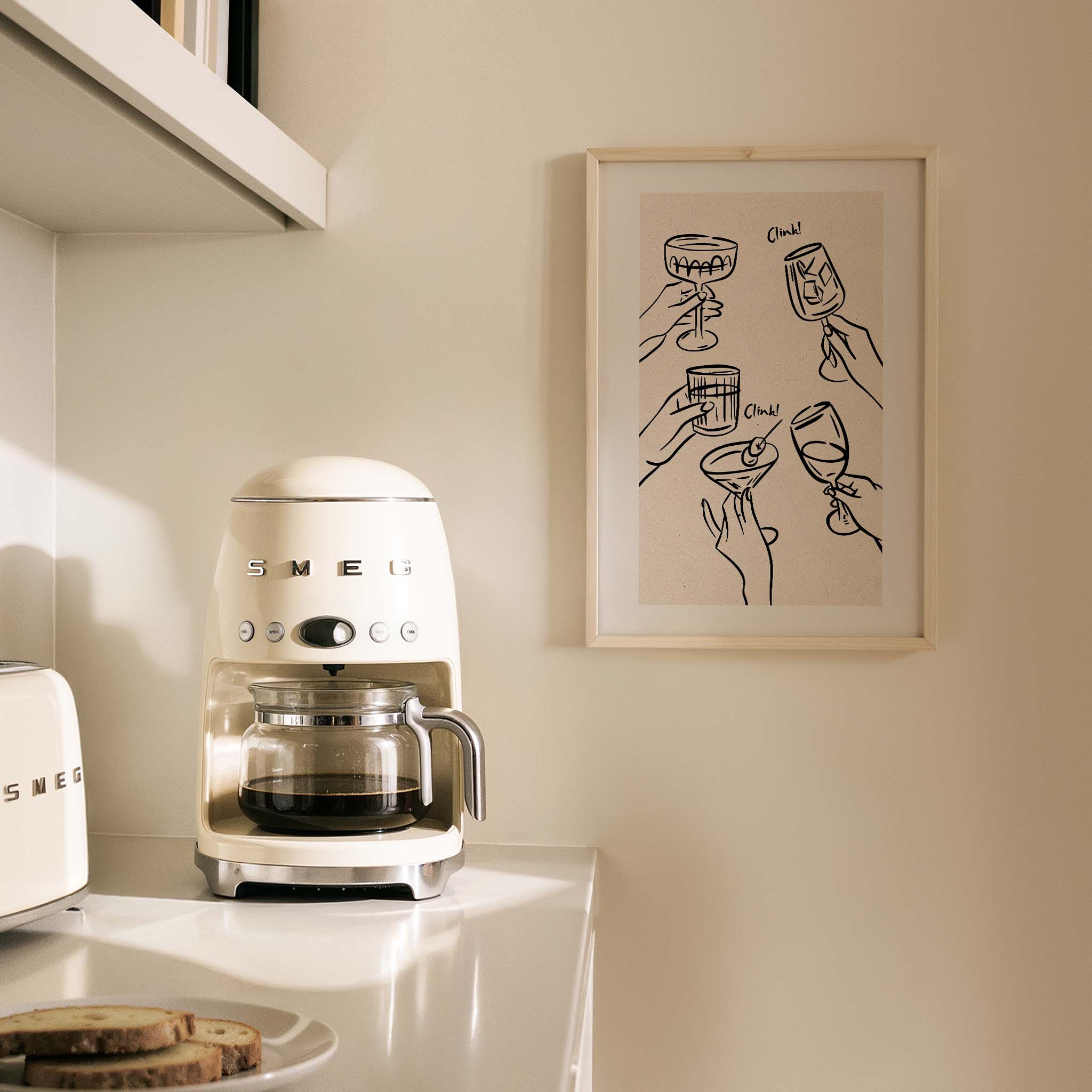 Cheers Tipografi Kokteyller Mutfak Duvar Tablosu