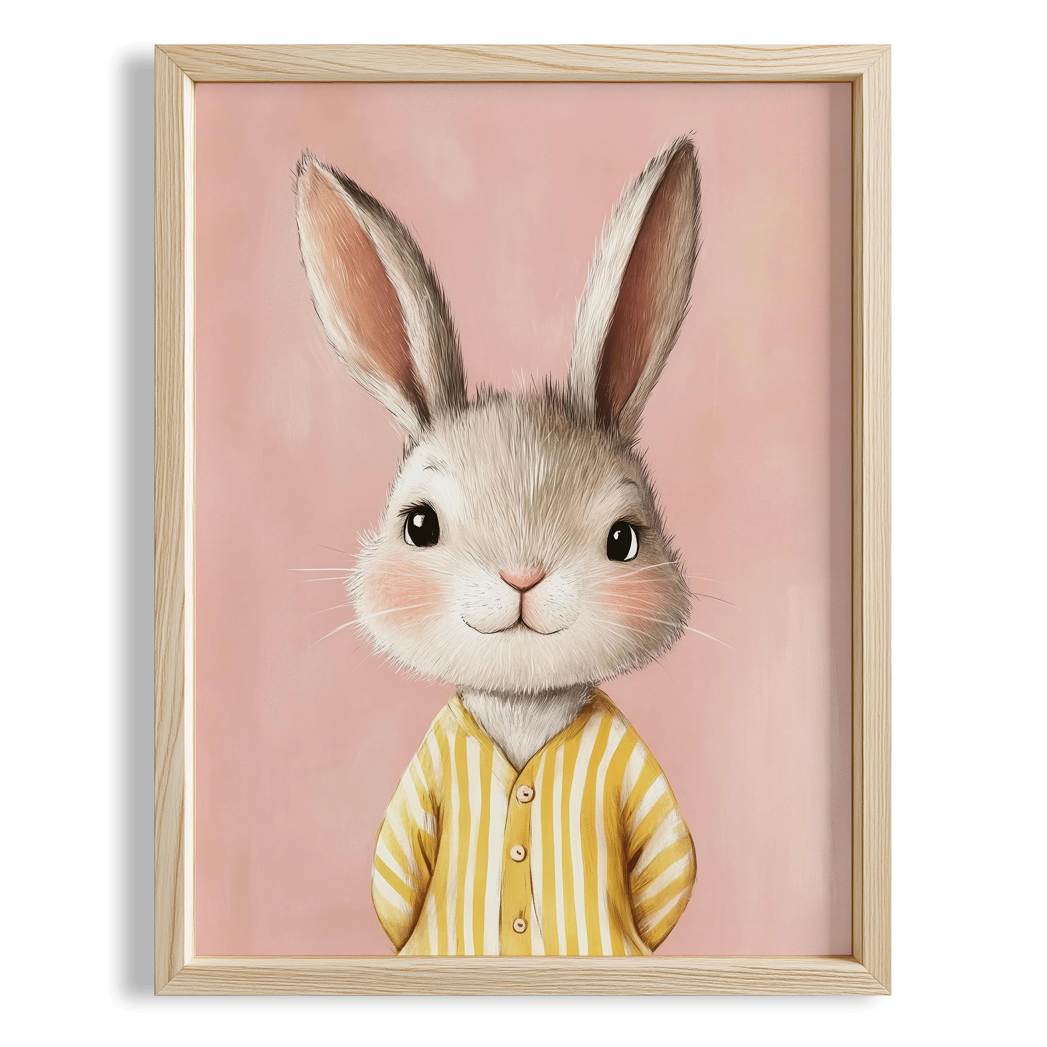 Pijamalı Uykucu Tatlı Tavşan - Pembe Fon