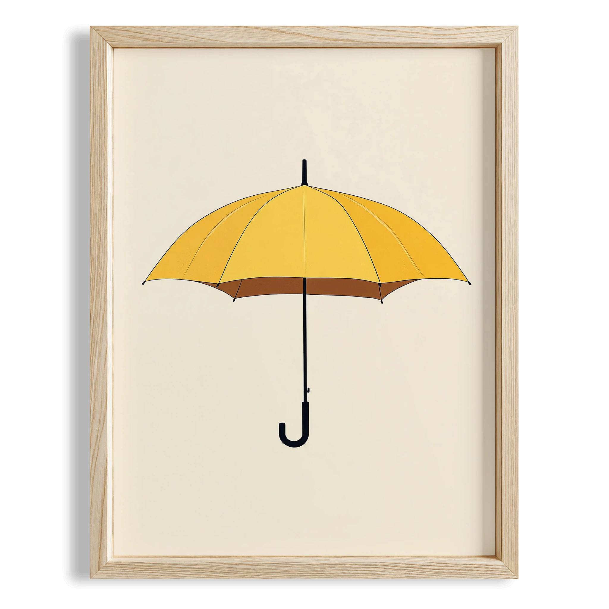 Sarı Şemsiye Minimalist Çizim - Duvar Tablosu