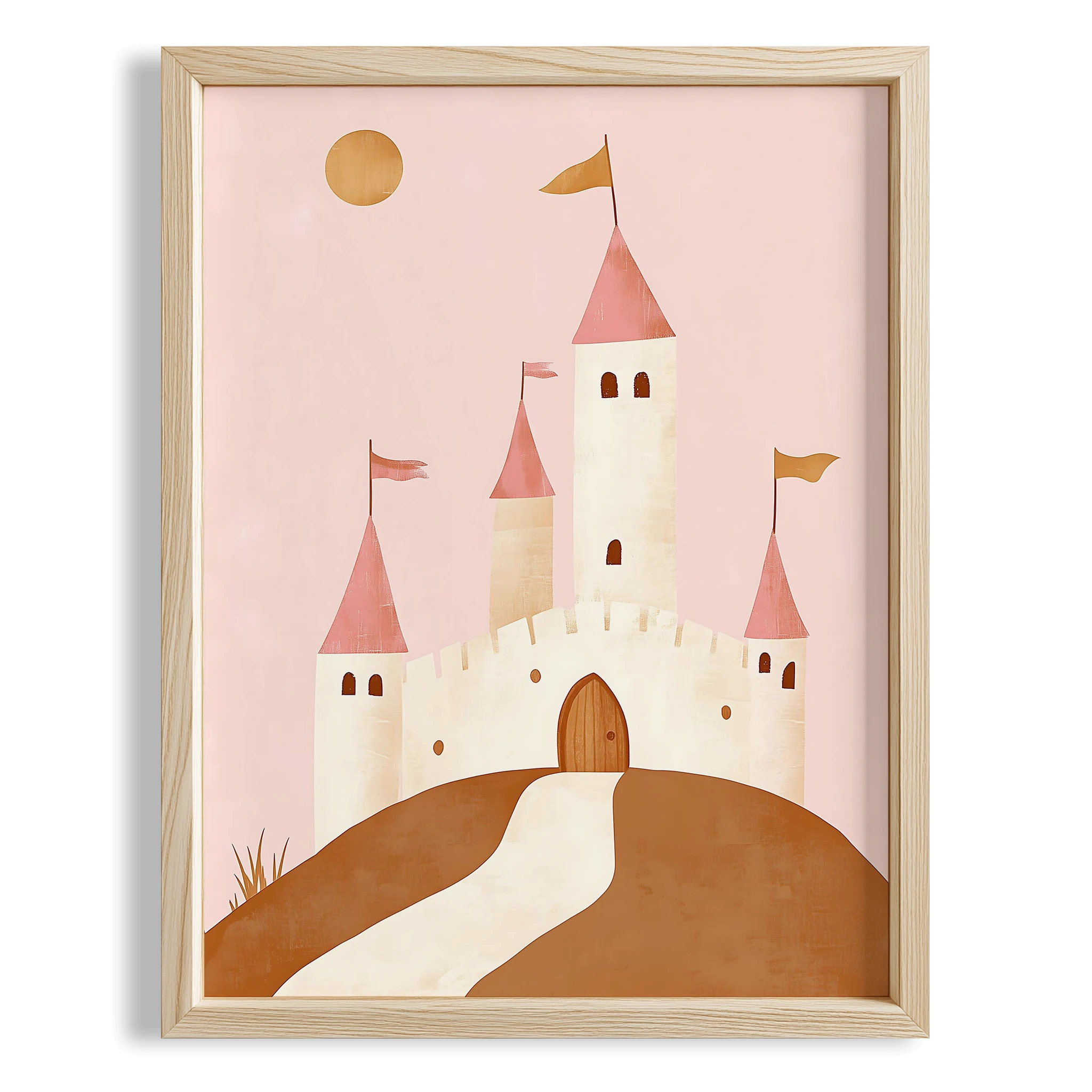 Pembe Şato - Bohem Kız Çocuk Odası Ahşap Tablo