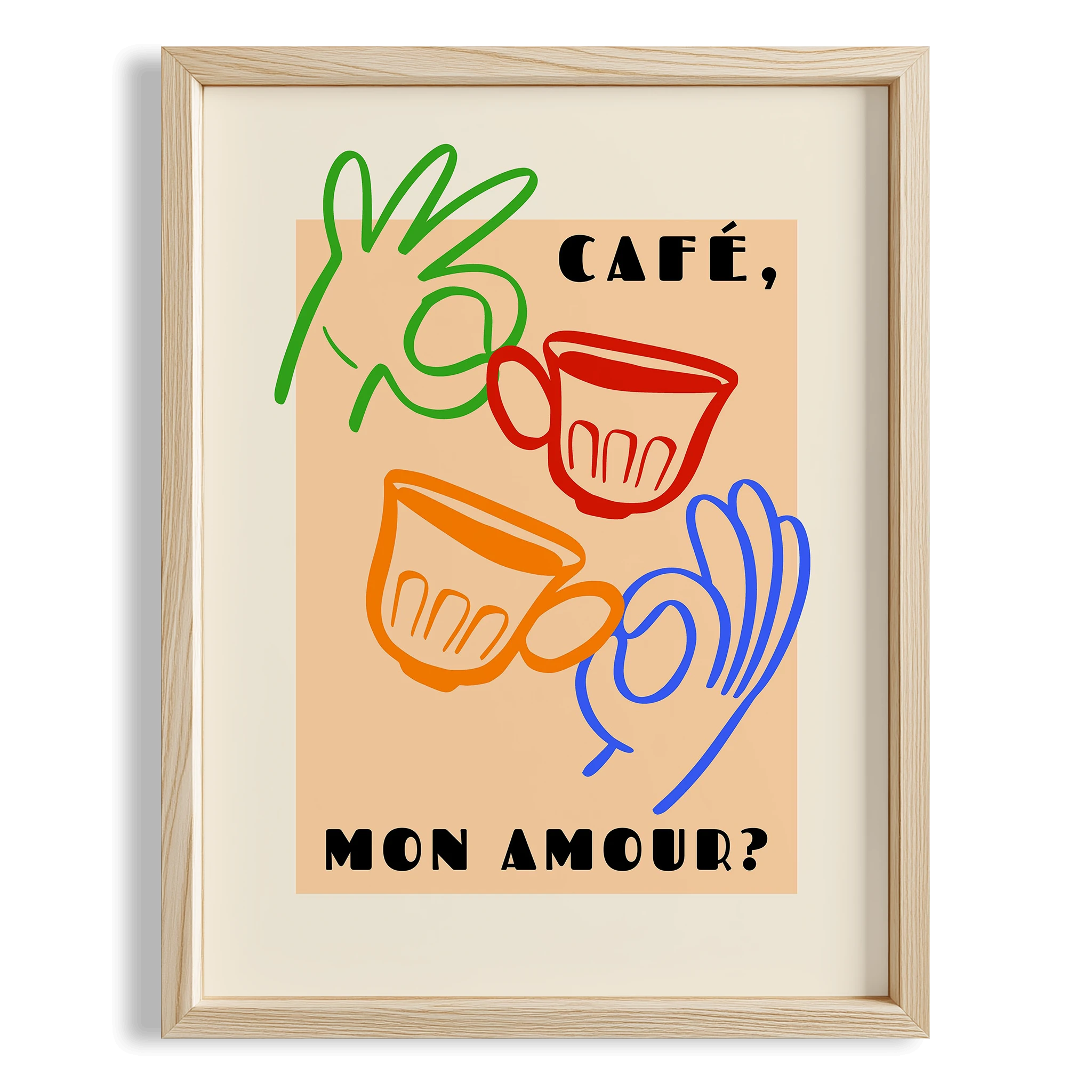Café Mon Amour Fransız Minimal Çizimler Mutfak Duvar Tablosu