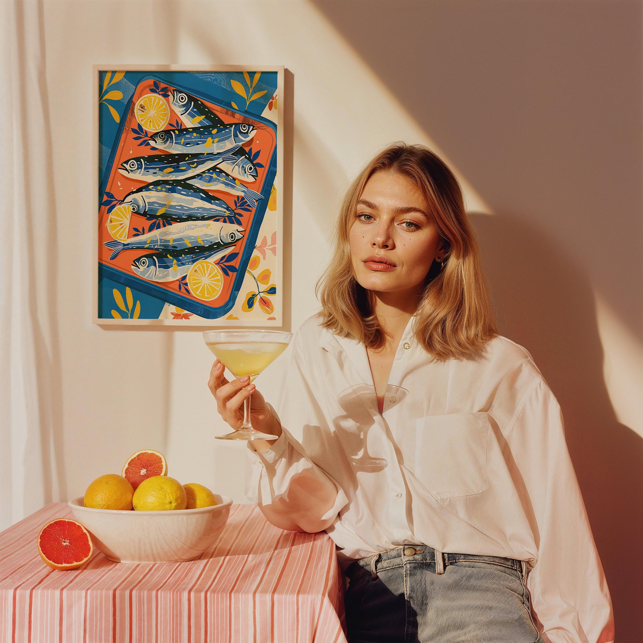 Sardalyalar Coastal Stili Mutfak Duvar Tablosu II