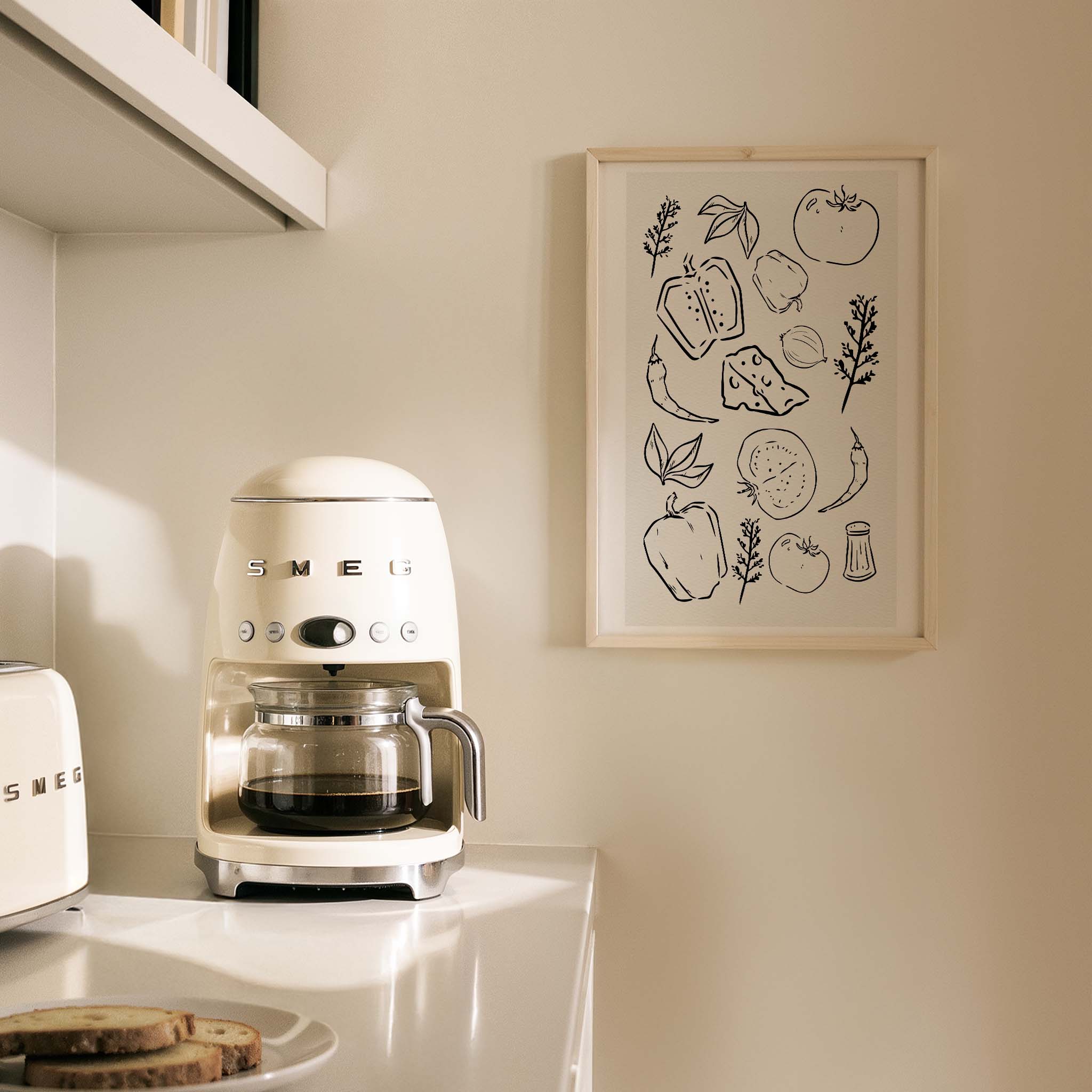 Minimal Sebzeler Mutfak Duvar Tablosu