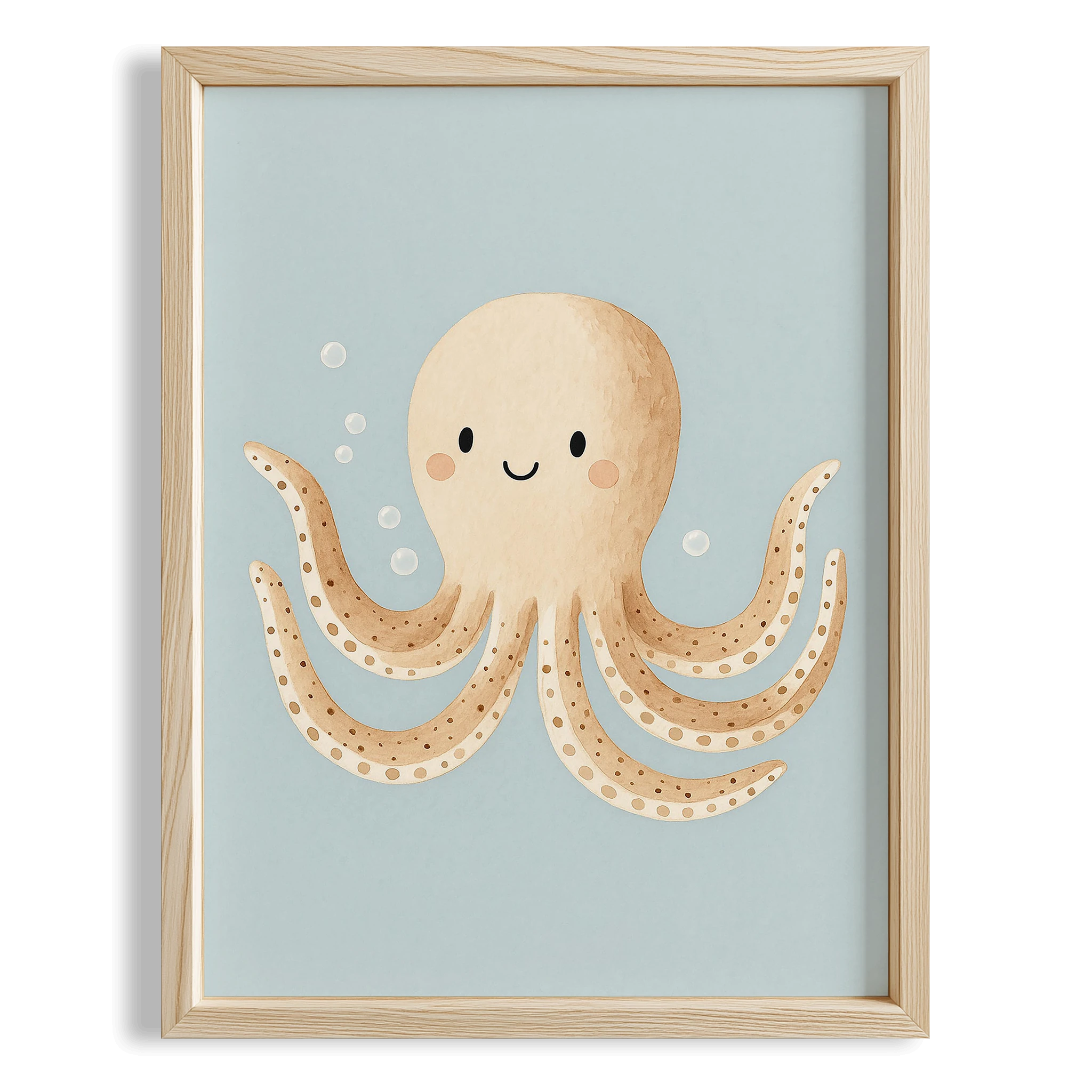 Sevimli Ahtapot Deniz Temalı Erkek Çocuk Odası Ahşap Tablo