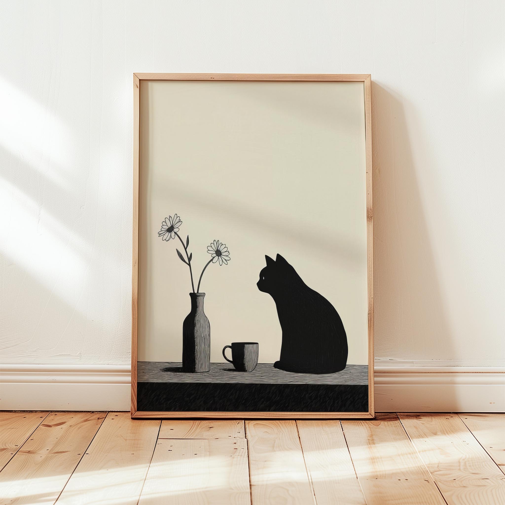 Kedi Portre XI - Minimalist Siyah