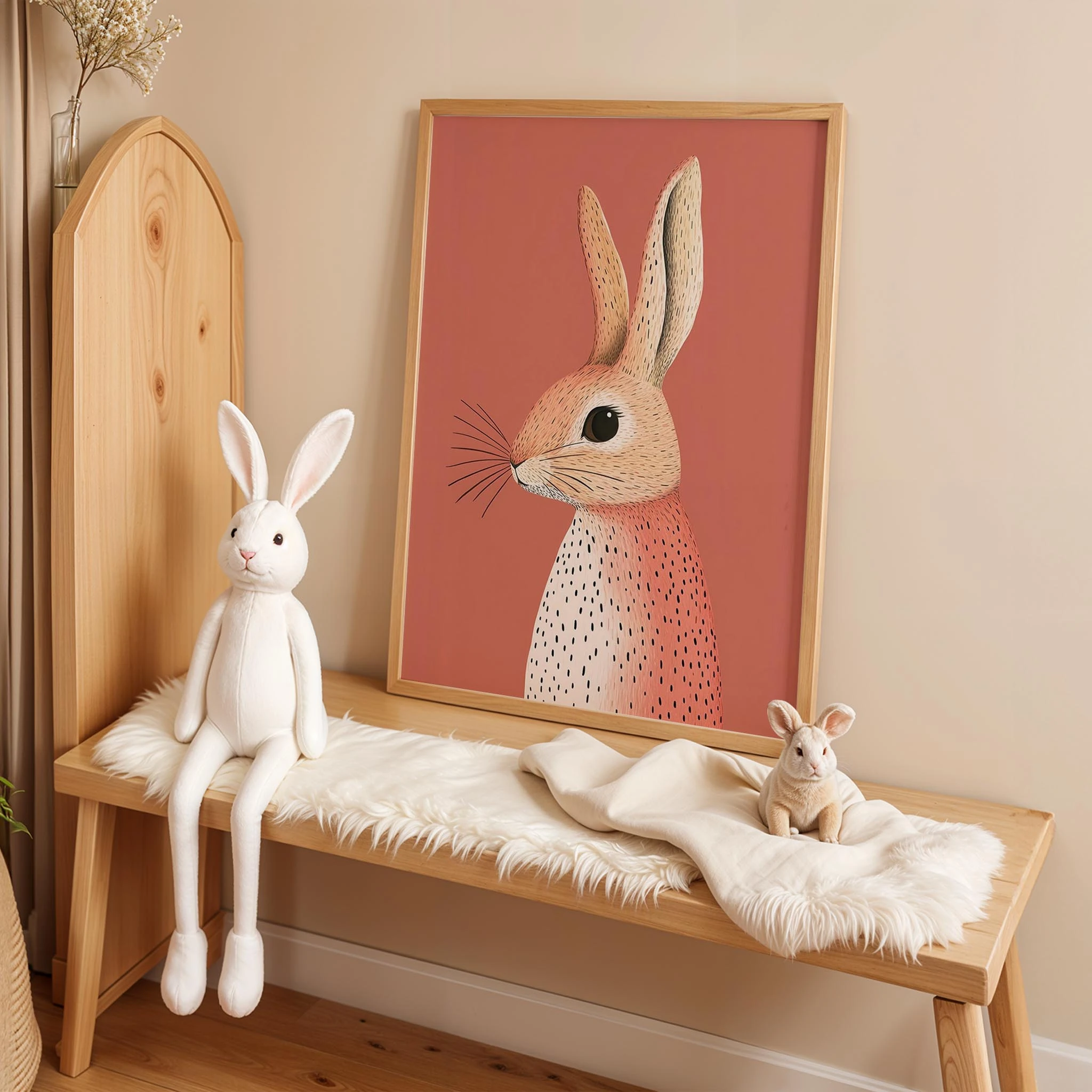 Tavşan Portresi - Kiremit Fon