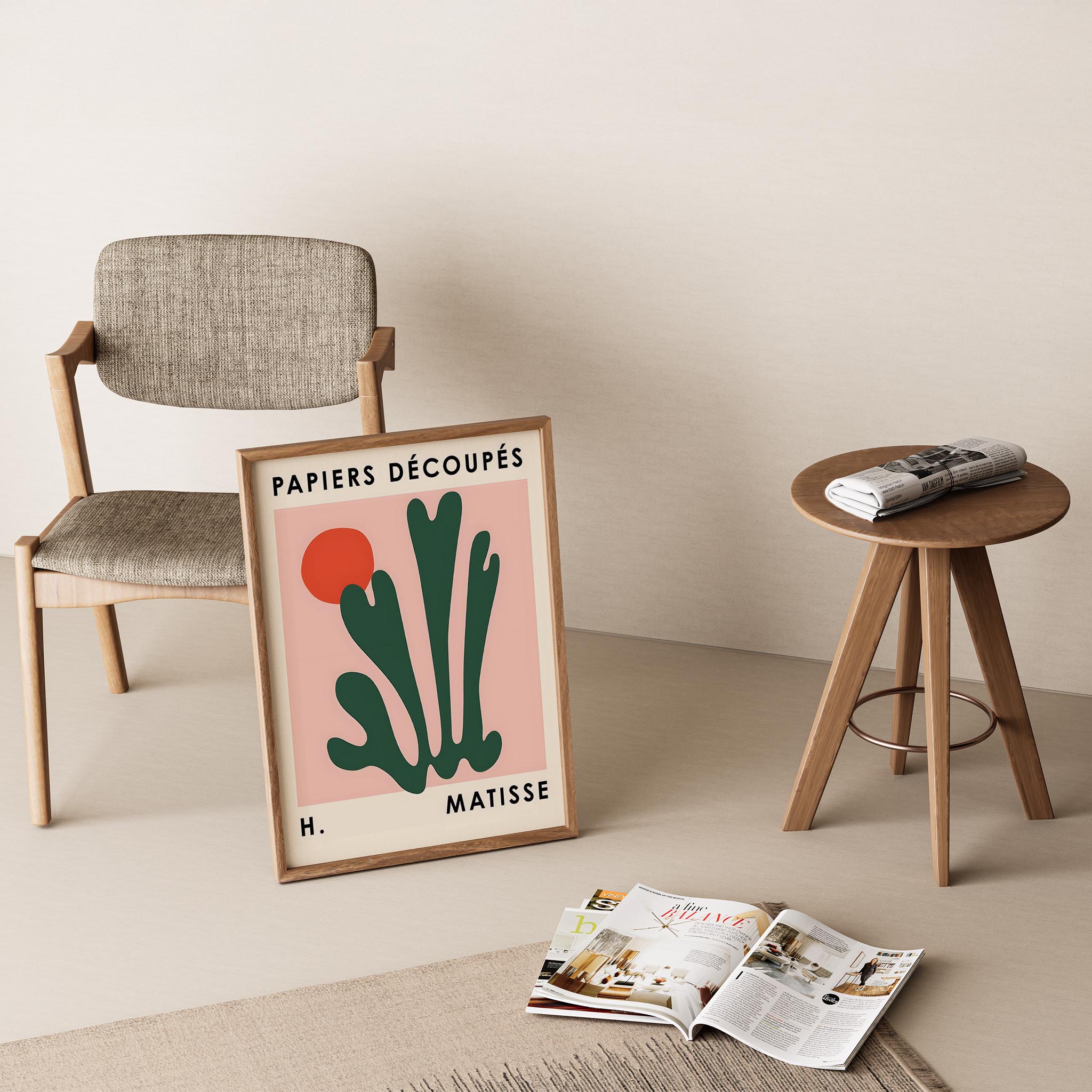 Matisse Kağıt Kesimleri Abstract Serisi Zümrüt Yeşili Dallar I Duvar Tablosu