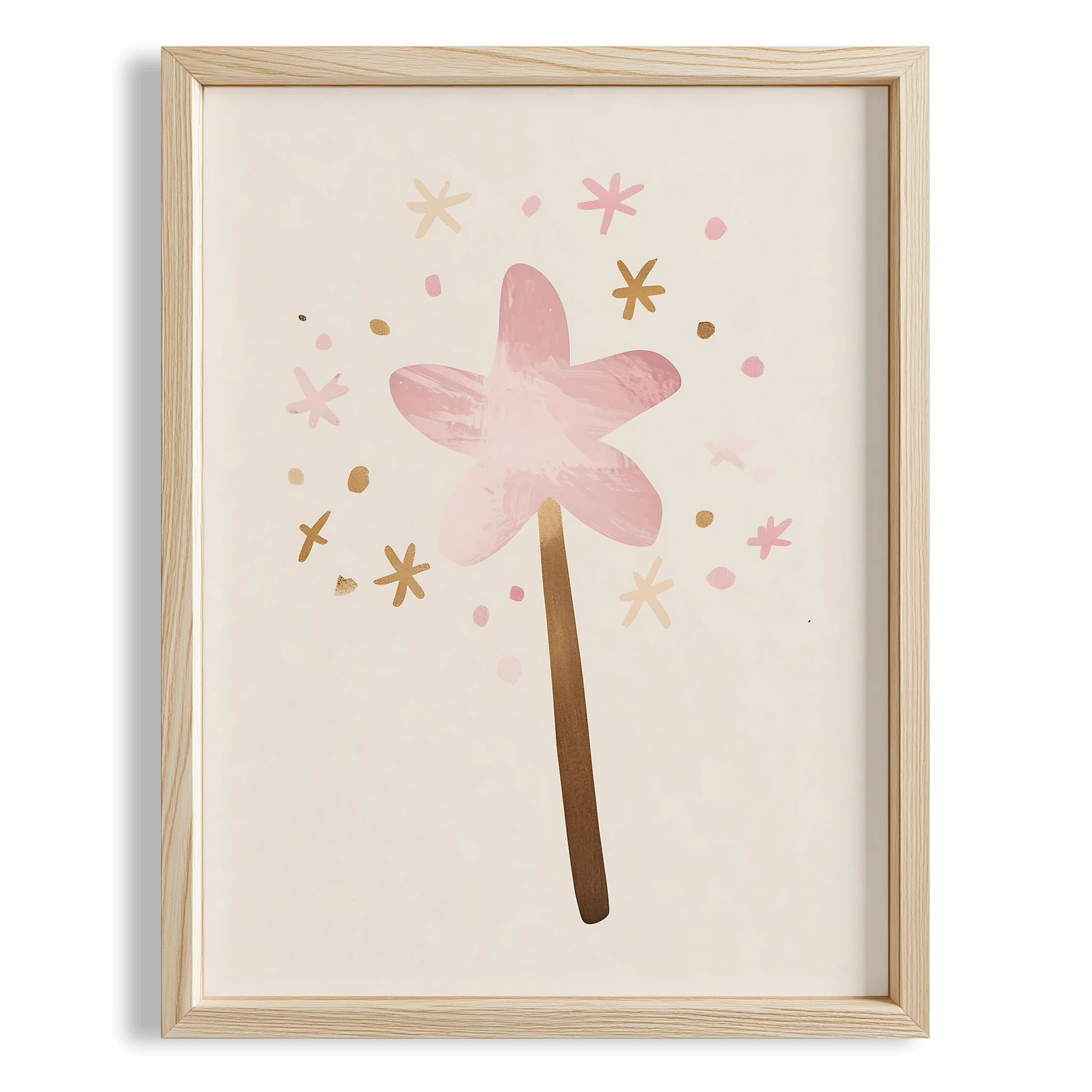 Pembe Sihirli Değnek Bohem Kız Çocuk Odası Ahşap Tablo