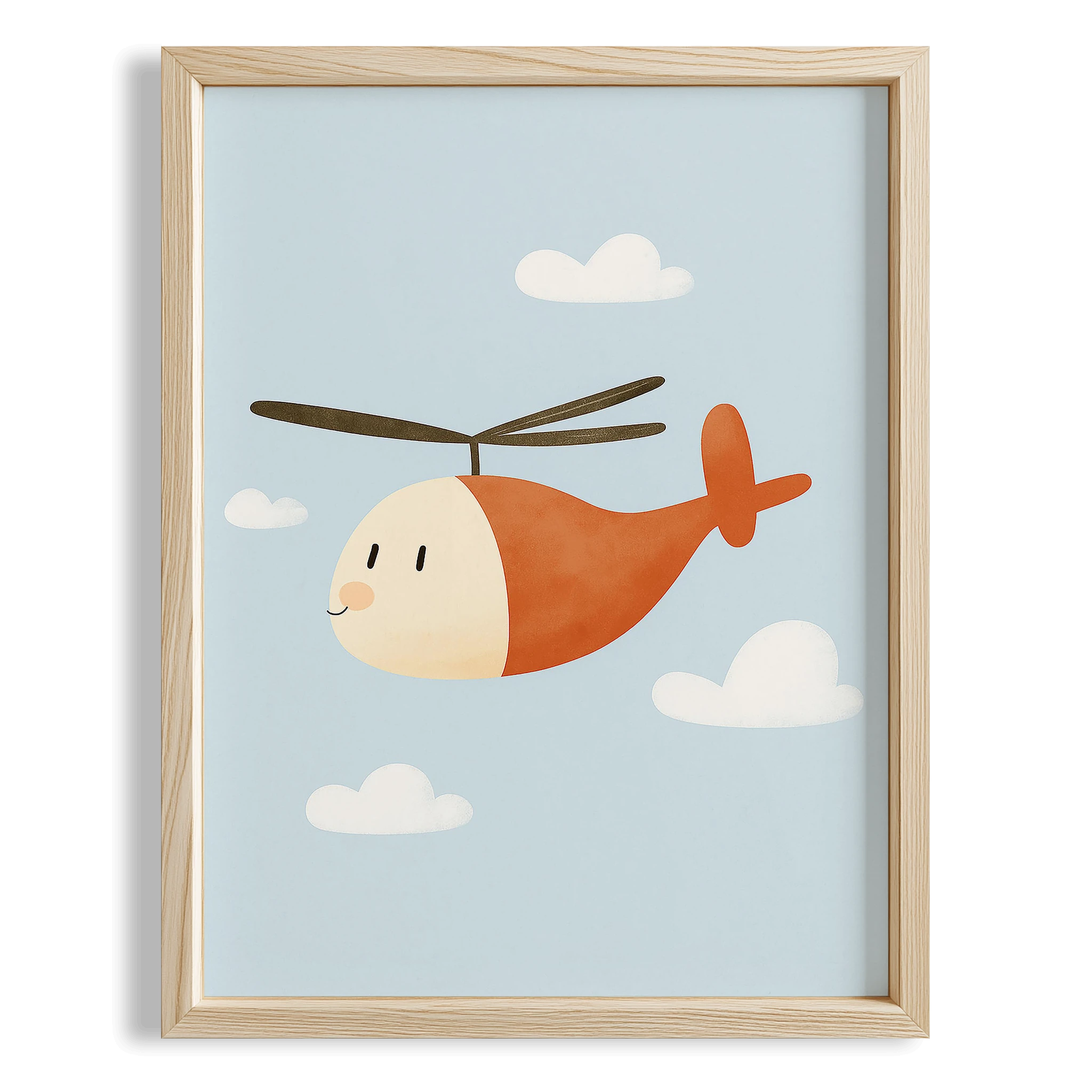 Sevimli Helikopter Çocuk Odası Ahşap Tablo