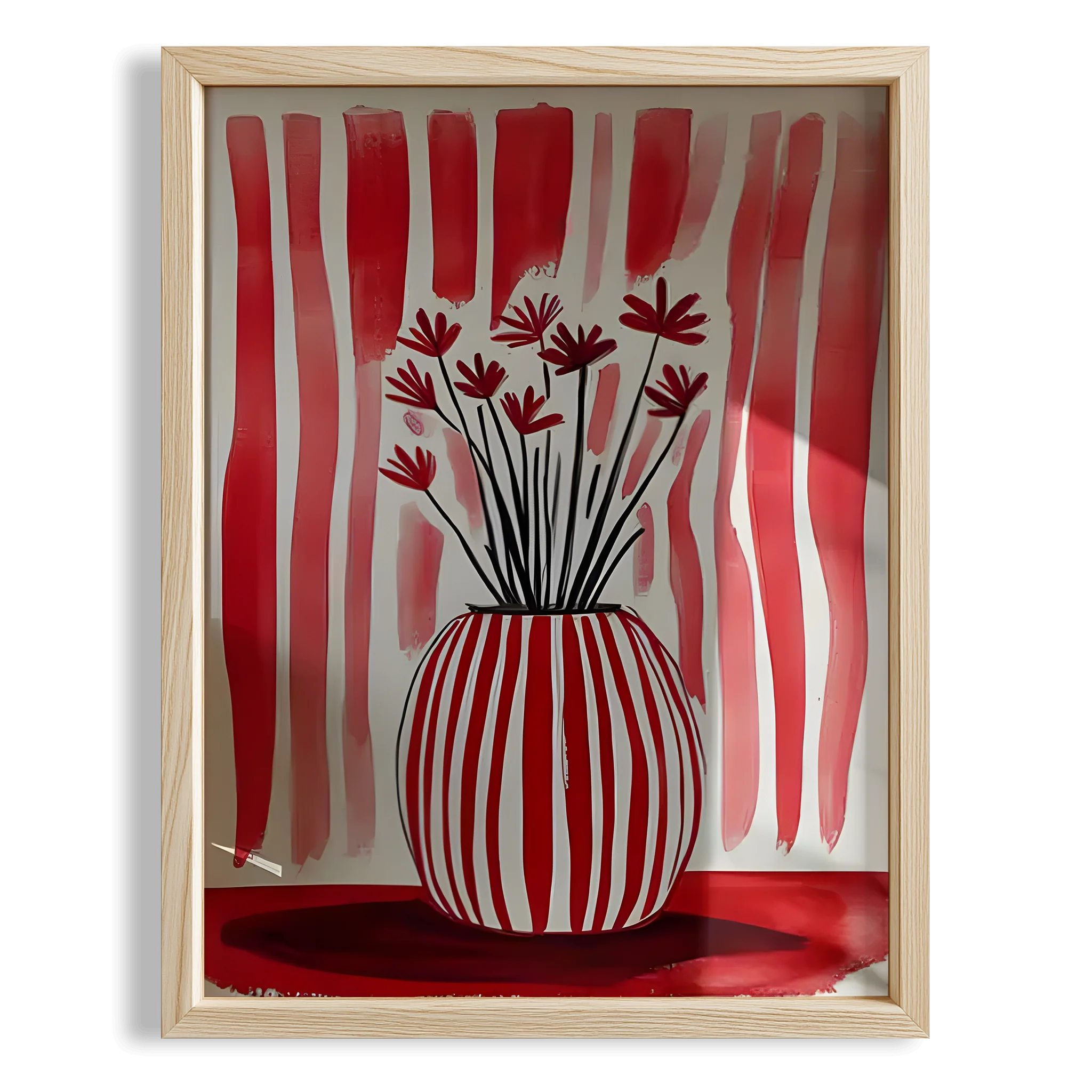 Çizgili Vazo IX - Kırmızı