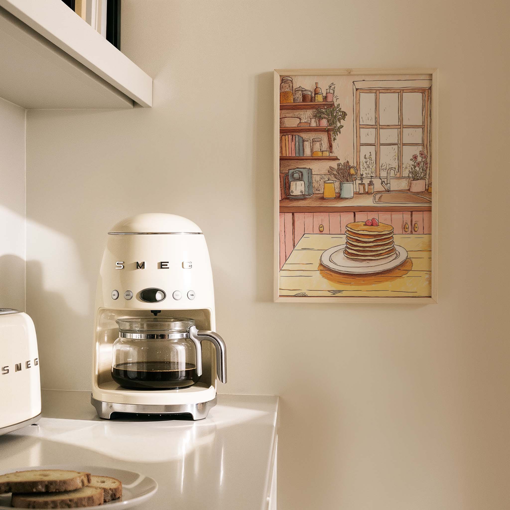 Pankek ve Kahvaltı Sofrası Rustik Mutfak Duvar Tablosu