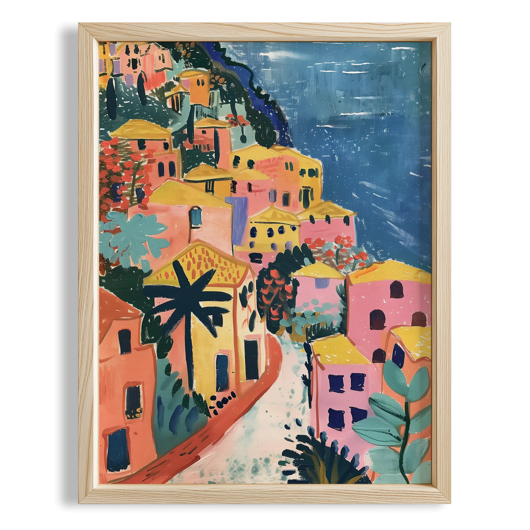 Amalfi Renkli Evler Akdeniz İtalya Koleksiyonu Mutfak Duvar Tablosu