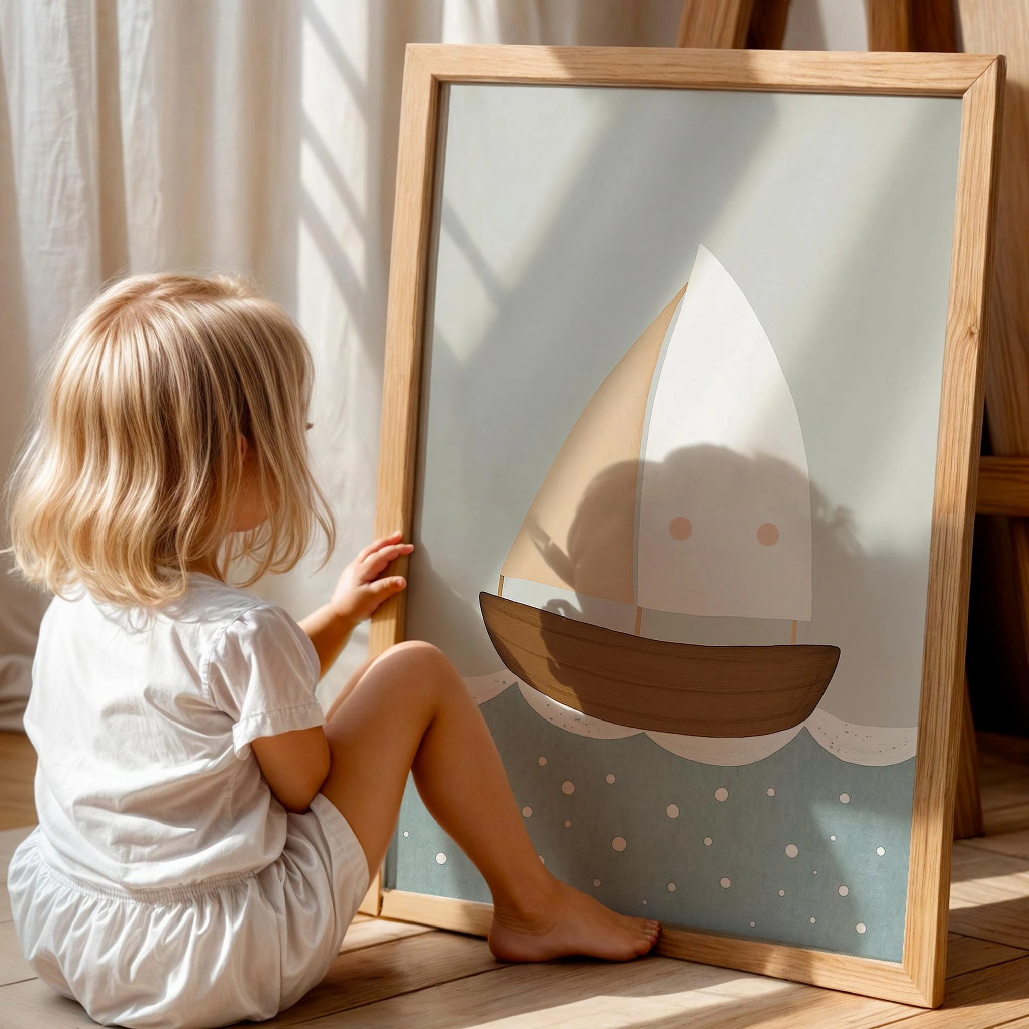 Yelkenli Gemi Deniz Temalı Erkek Çocuk Odası Ahşap Tablo