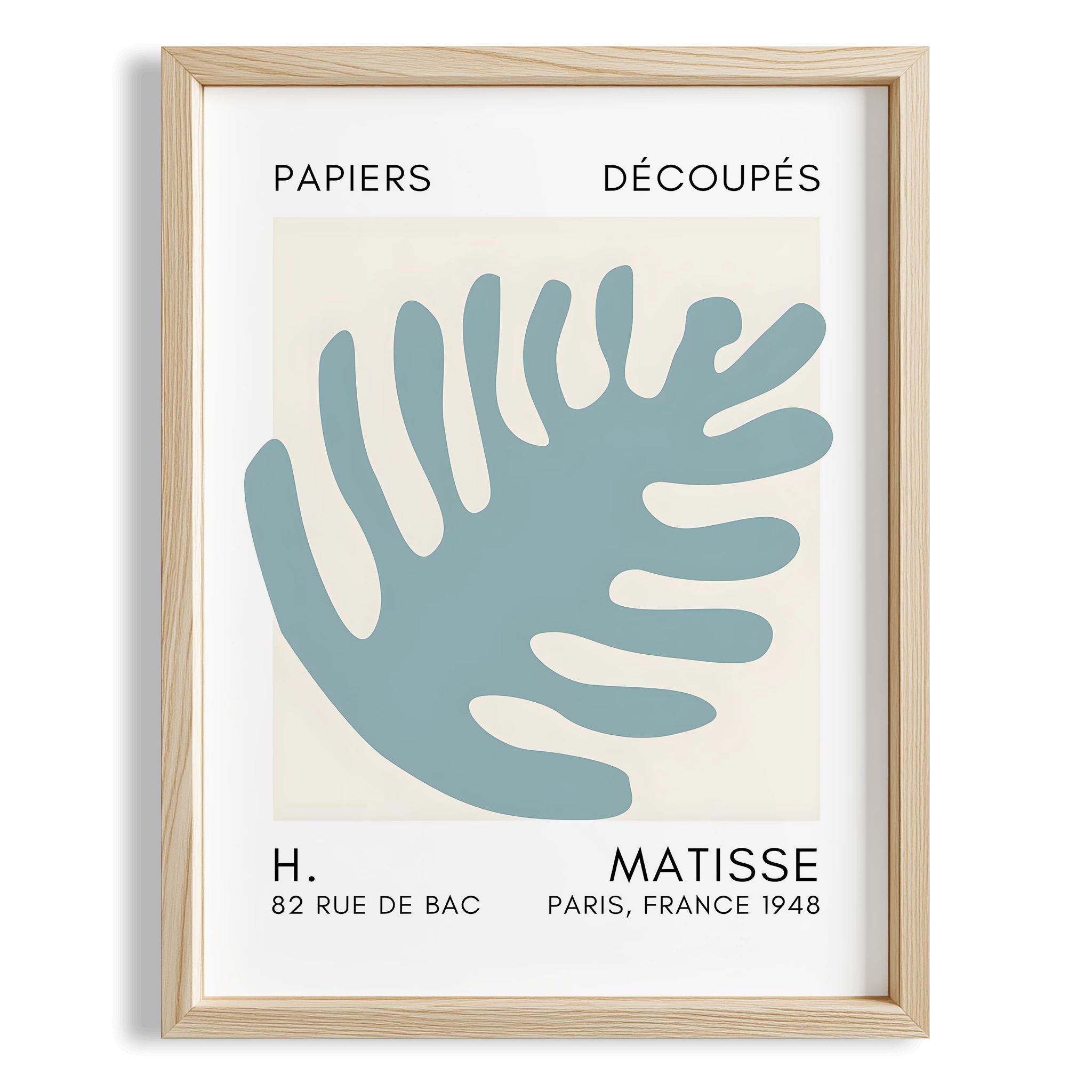 Matisse Kağıt Kesimleri Serisi Turkuaz Palmiye Yaprağı I Duvar Tablosu