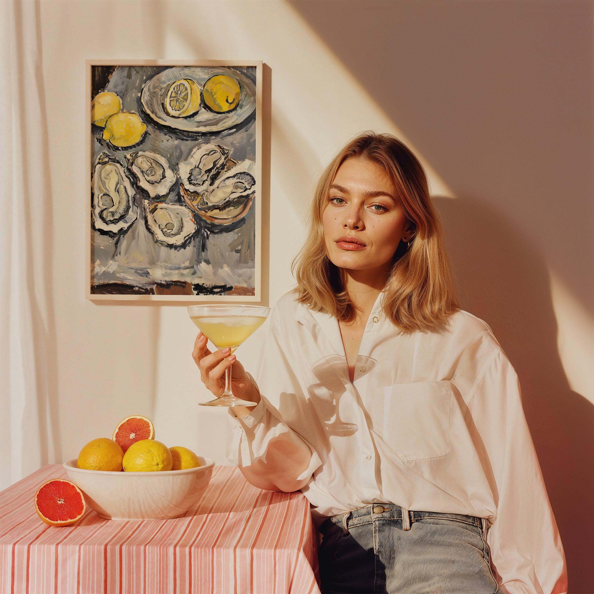 İstiridye Sofrası Akdeniz İtalya Koleksiyonu Mutfak Duvar Tablosu