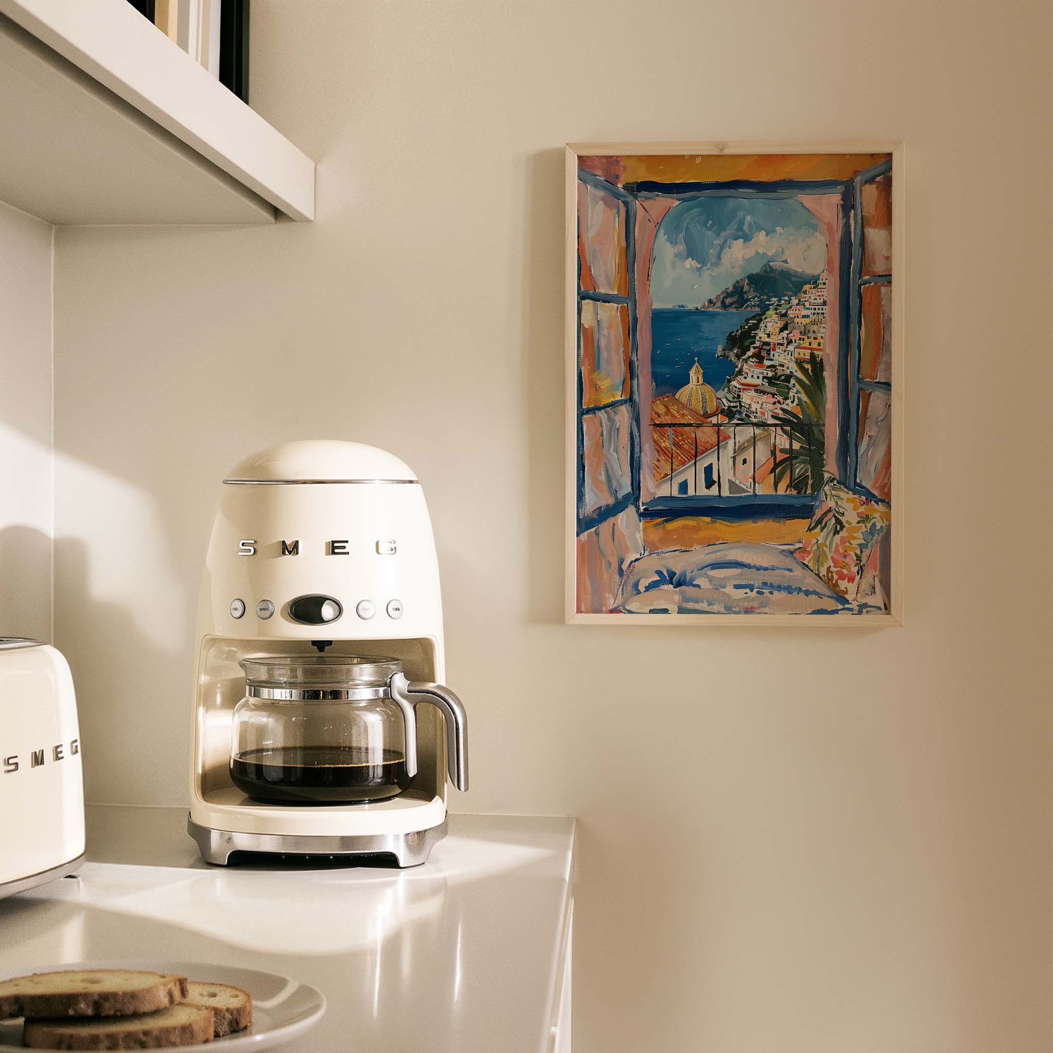 Amalfi Penceresi Natürmort Akdeniz Koleksiyonu Mutfak Duvar Tablosu