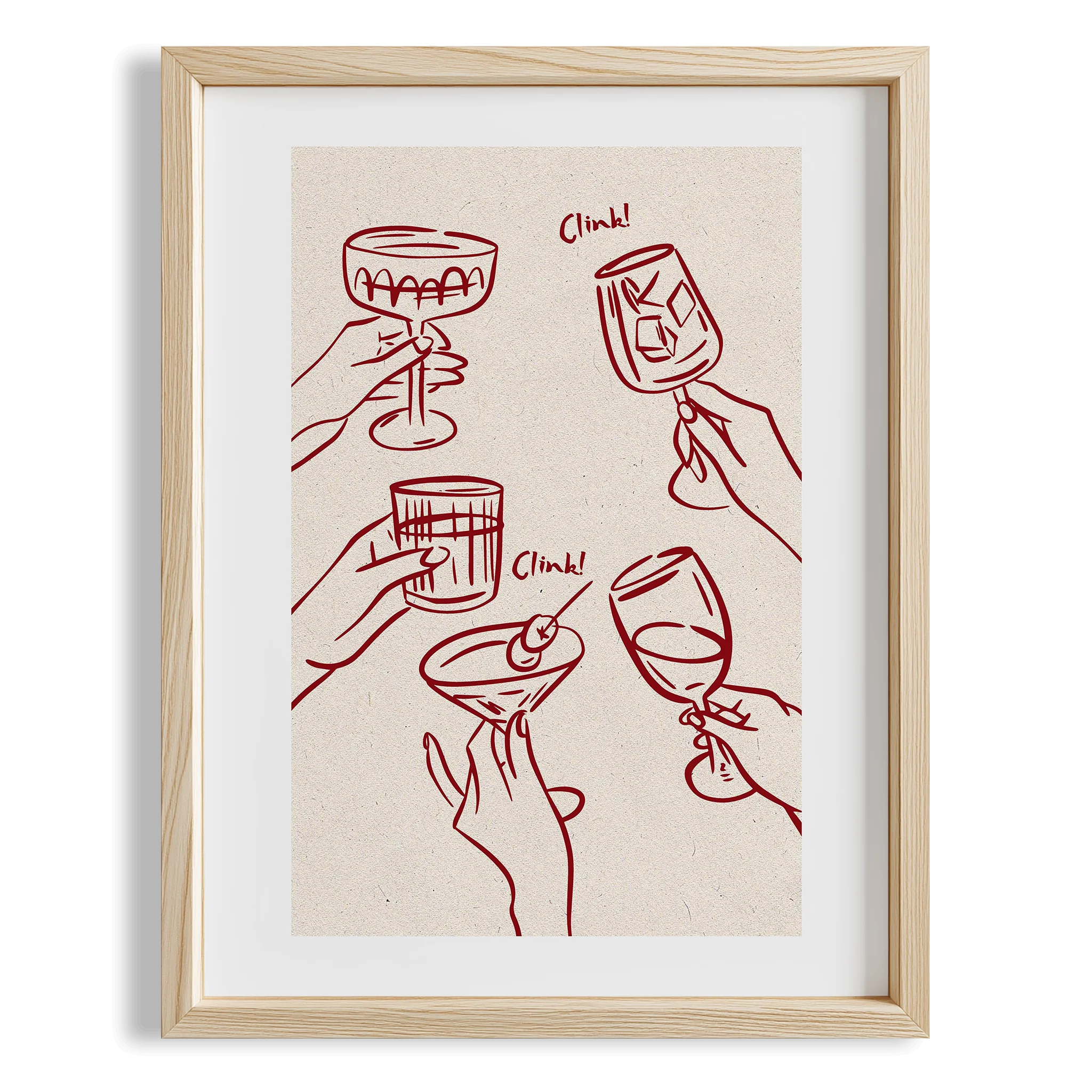 Cheers Tipografi Kokteyller Mutfak Duvar Tablosu II